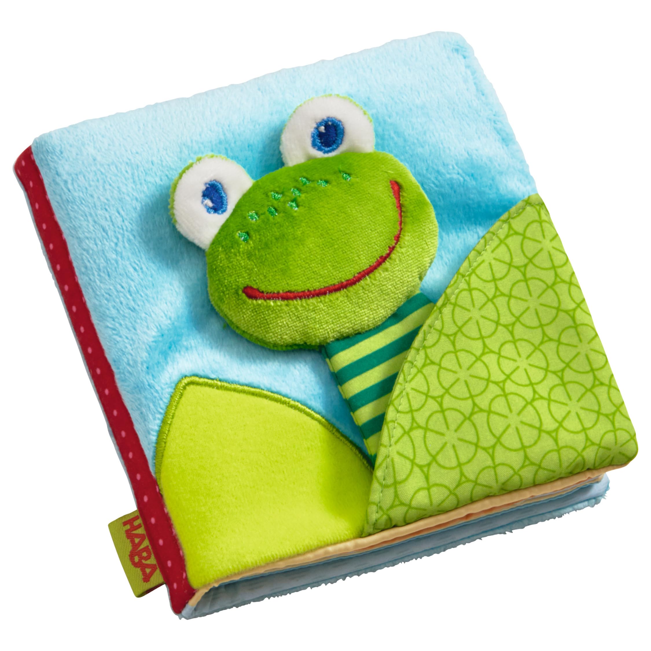 HABA Fabric Book Magic Frog | Soft Interactive Cloth Storybook for Babies with Crinkle Pages and Textures | Learning Toy to Encourage Sensory Exploration, Fine Motor Skills and Engaging Tactile Play