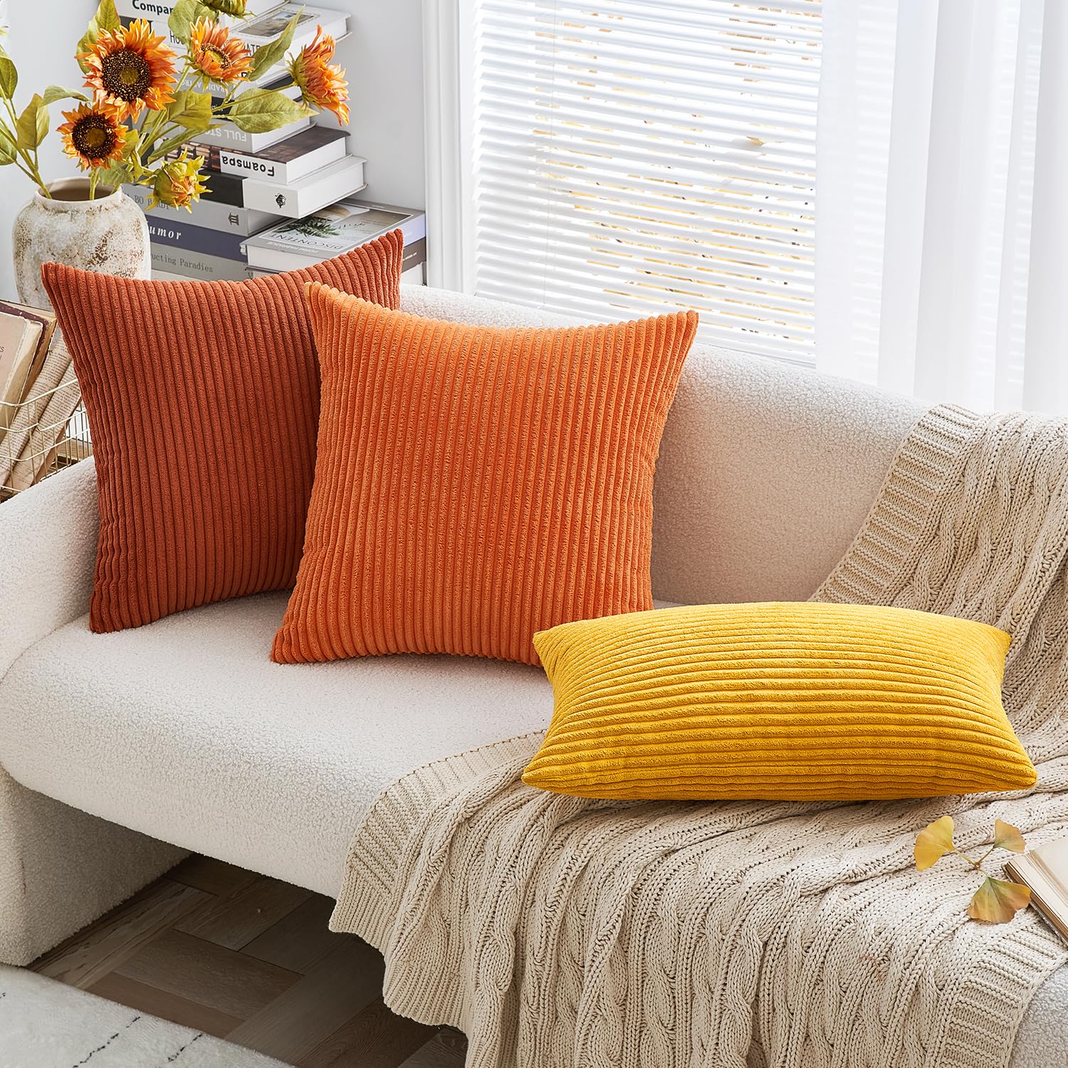 Amazon.co.jp: ANRODUO 2枚セット 秋用クッションカバー オレンジ