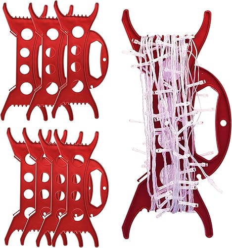 8 soportes de almacenamiento de luces de Navidad rojas, organizador de luces de Navidad multiusos, cable de cuerda de enrollamiento, carrete de