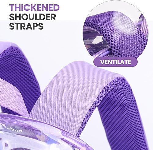 Miniatura 5 de Mochilas transparentes para la escuela, bolsa de libros resistente, transparente de plástico transparente, 10 paquetes morados, Mediana, Mochilas