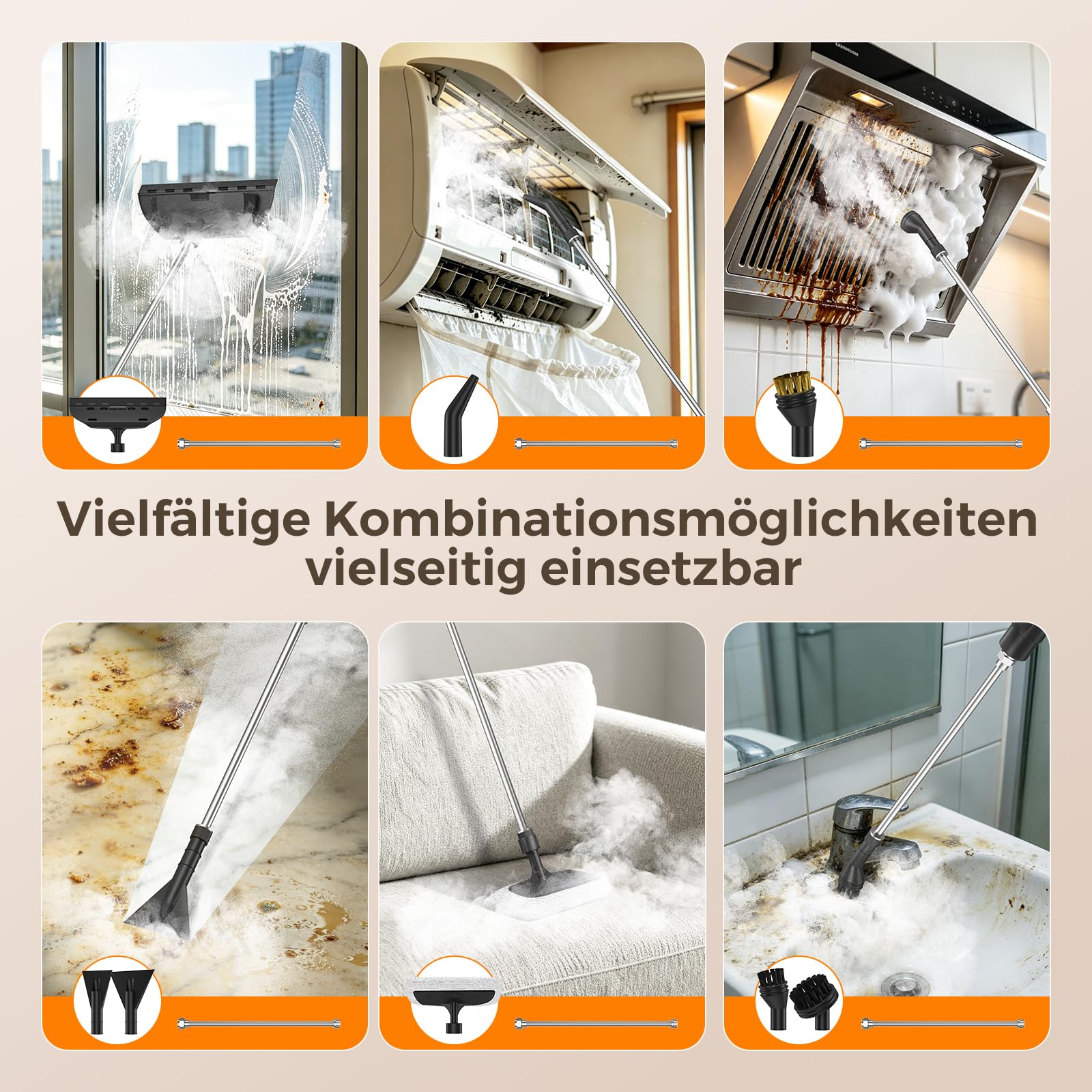 Dampfreiniger Handgerät, Hochdruck Dampfreiniger, Steam Cleaner Chemikalienfreier Hochdruck-Dampf – Schmutz Fett & Bakterien, Dampfreiniger für alles, Handdampfreiniger für Auto, Haushalt (Weiß)