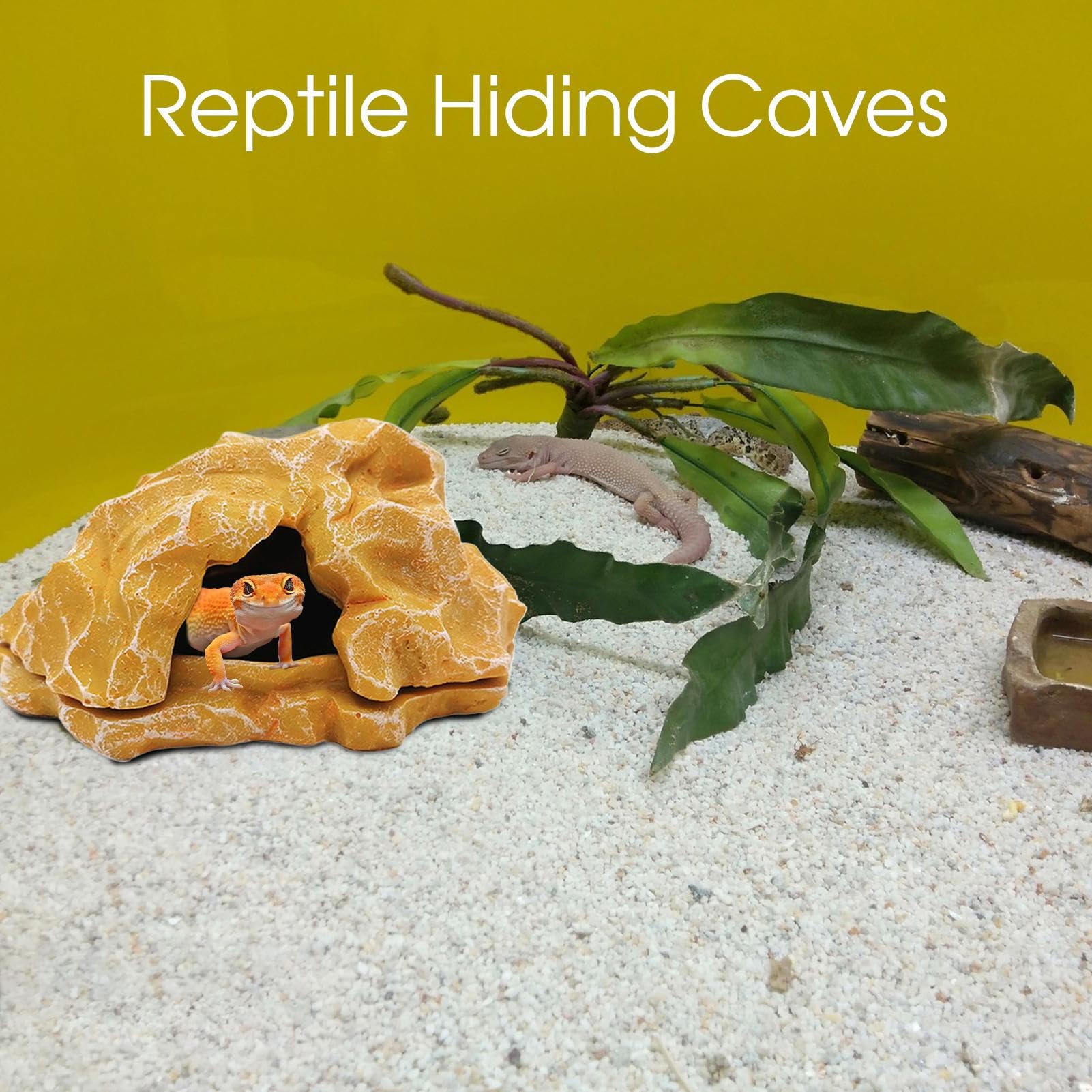 RETTILE SCHECH - Terrarium Resin Rock Cave Per Draghi E Anfibi Della Barba | hideoout Del Crogiolo Decorativo Per Pitoni A Sfera, Tartarughe, Serbatoi Di Acquario E Piccoli Ambienti Paesaggistici Di H