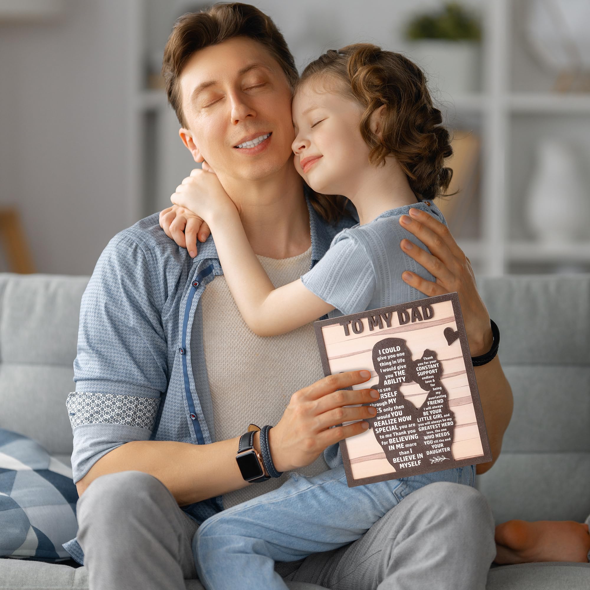 Gifts for Dad from Daughter, Best Dad Ever Gifts, Father s Day Gifts for Dad from Daughter, Daddy Gift Ideas, Dad Christmas Gifts Birthday Gifts, Dad and Daughter Gifts Wooden Silhouette Sign Plaque