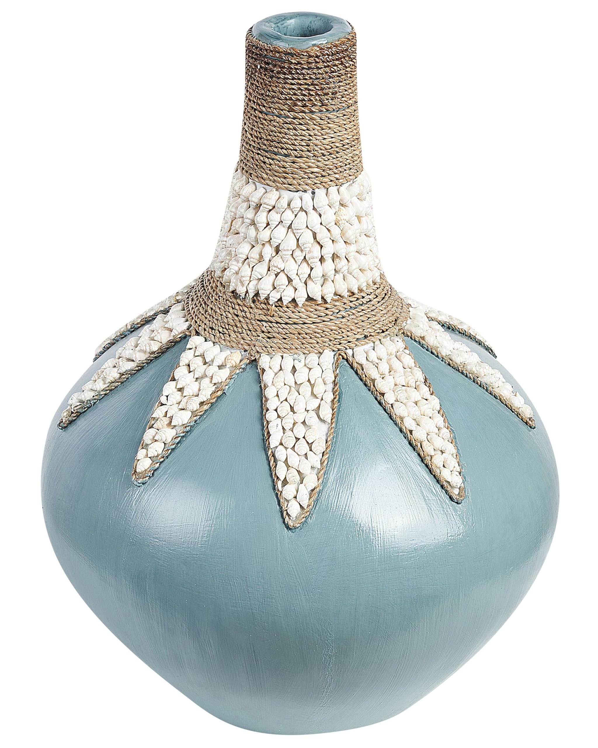 Dekorative Vase handgefertigt aus Terrakotta 43 cm Zubehör Blau Silau