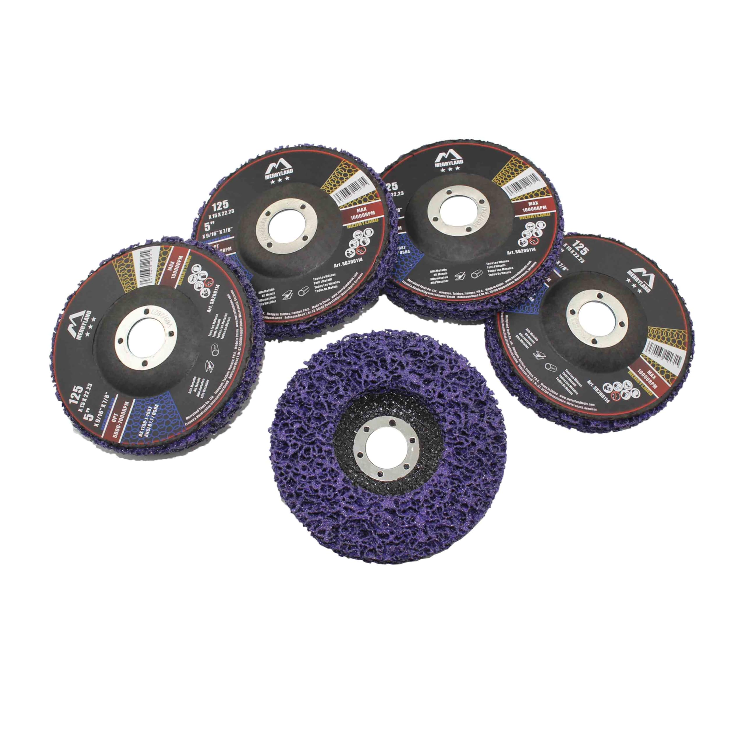 Disco de Limpieza Merryland 125mm para Amoladora Angular, Disco de Decapado CSD 5 Piezas, Abrasivo para Metal Acero INOX Hierro