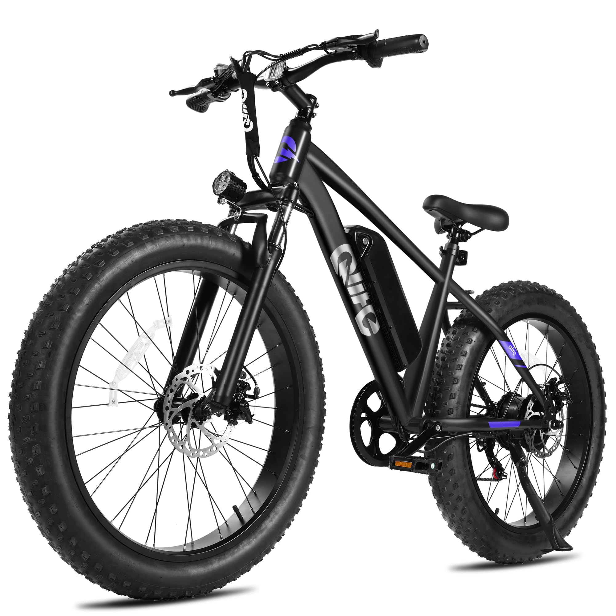 Qlife Racer Plus Electric Bike for Adults, Peak 1800W with 48V 20AH Ebike | 26"x4.0" Fat Tire, 65-85 Miles Long Range(PAS), 7 Speed, Front/Full Suspension, Off-Road All-Terrain E Bike