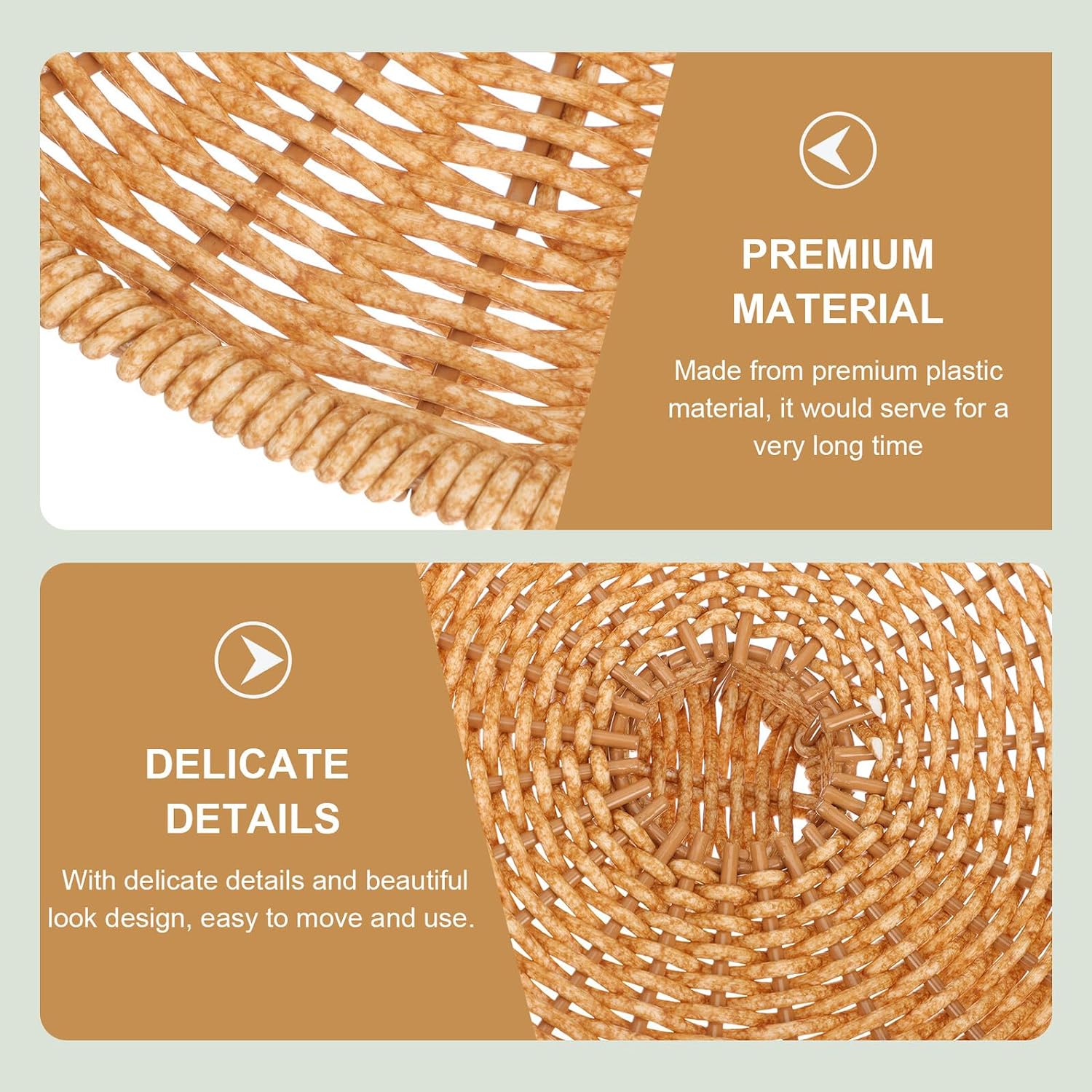 VICASKY Round Waste Bin Lid Replacement Trash Can Cover with Imitation Rattan Weave Smooth Edges Protective Lid for Bathroom Garbage Basket Practical and Decorative Storage Basket