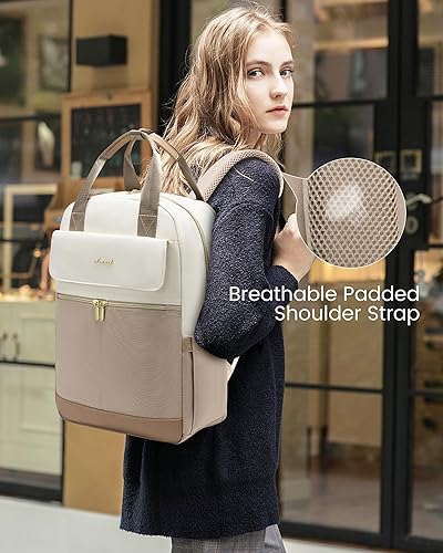 Miniatura 8 de LOVEVOOK Mochila para laptop para mujer, bolsa de trabajo para laptop, beigegris claro, Mochilas de viaje
