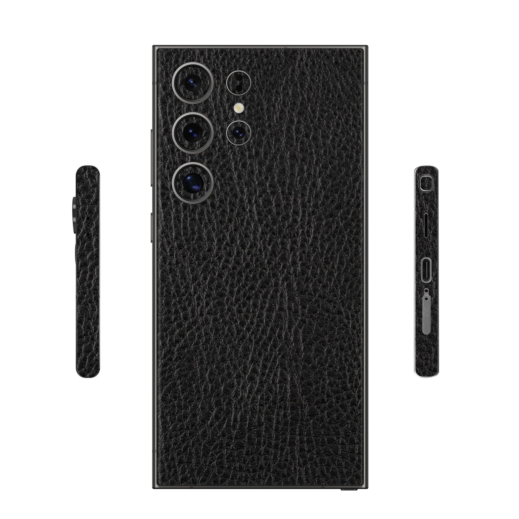 Capes India Mobile Phone Skins Compatible with Samsung Galaxy S24 Ultra | Not a Cover/Case | Protective Film Vinyl Sticker (Black Leather, Full Body Skin)-image-15