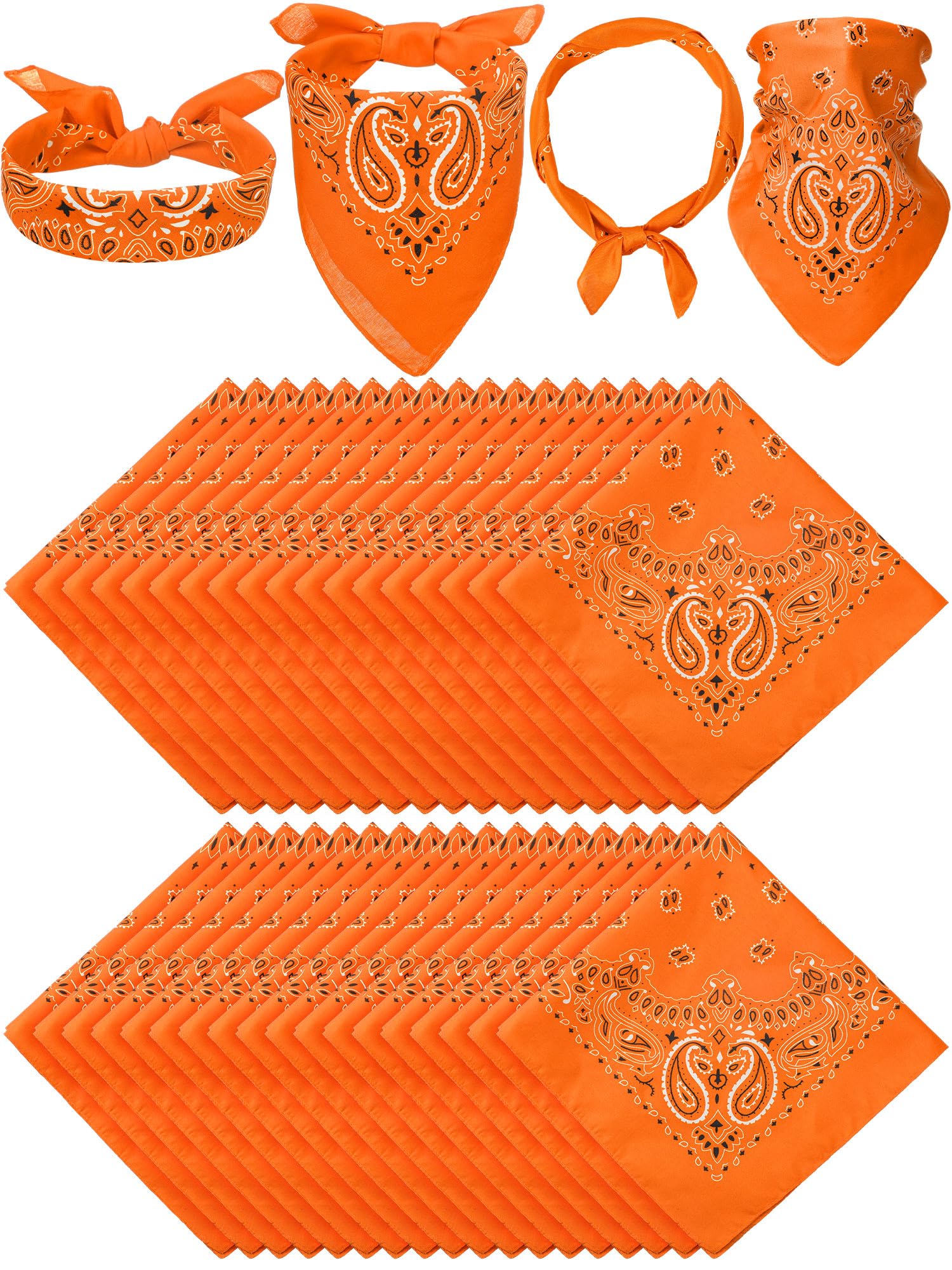 Unittype 36 Pieces Paisley Bandana Novelty Headband Square Scarf Cowboy Bandanas for Western Party Costume