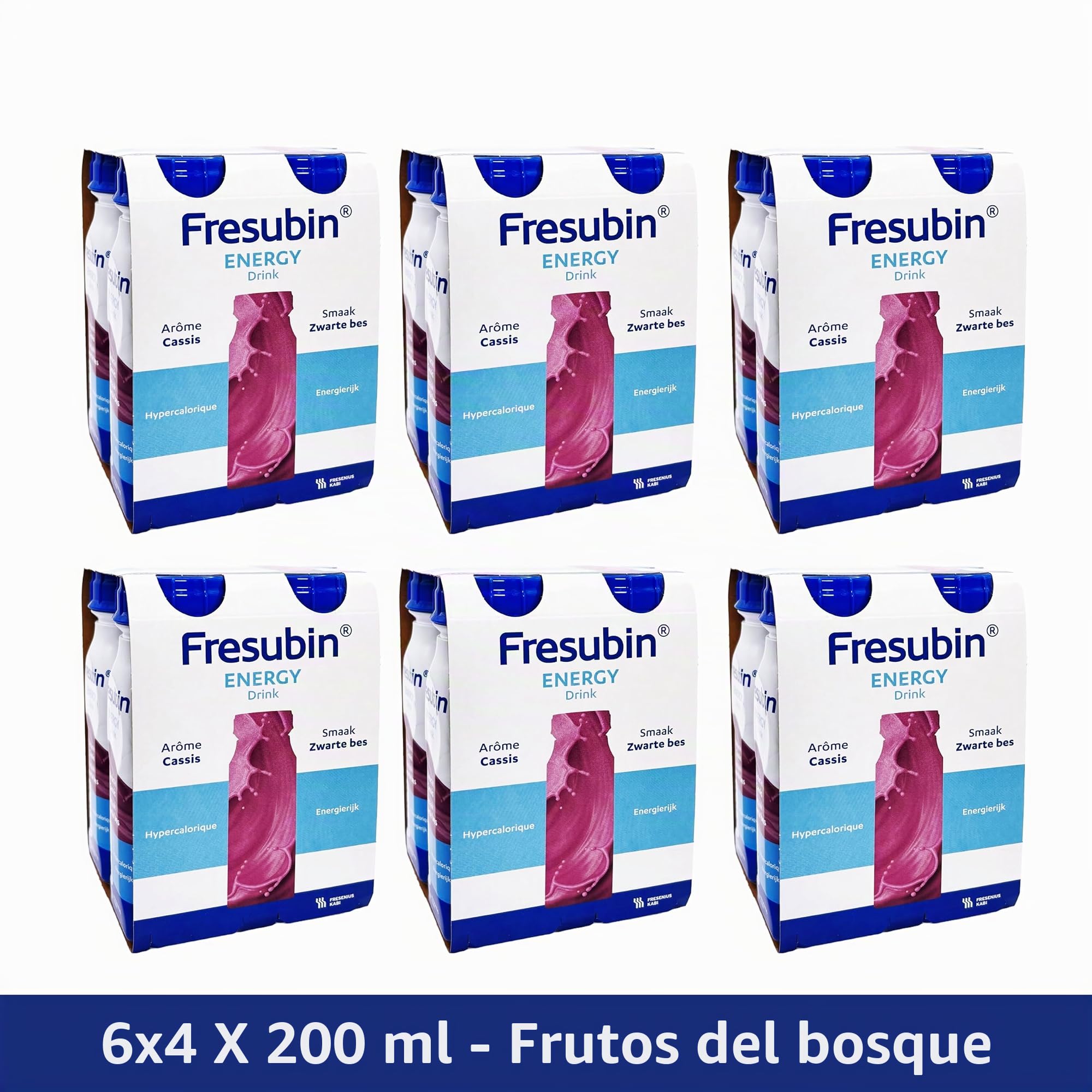 Fresubin Bebida energética – Frutas del bosque de alimentos altos en calorías de Fresenius Kabi, 300 kcal por botella, baja en lactosa, sin fibra, ideal para desnutrición (200 ml (24 unidades), fruta