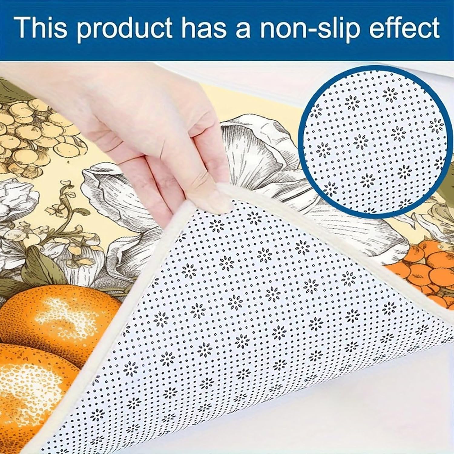 Fresh Fruit Flowers Kitchen Mats with 2PCS Non-Slip Washable,Kitchen Rug Heavy Duty Durable, Floor Mats for Kitchen,Office,Sink,Laundry