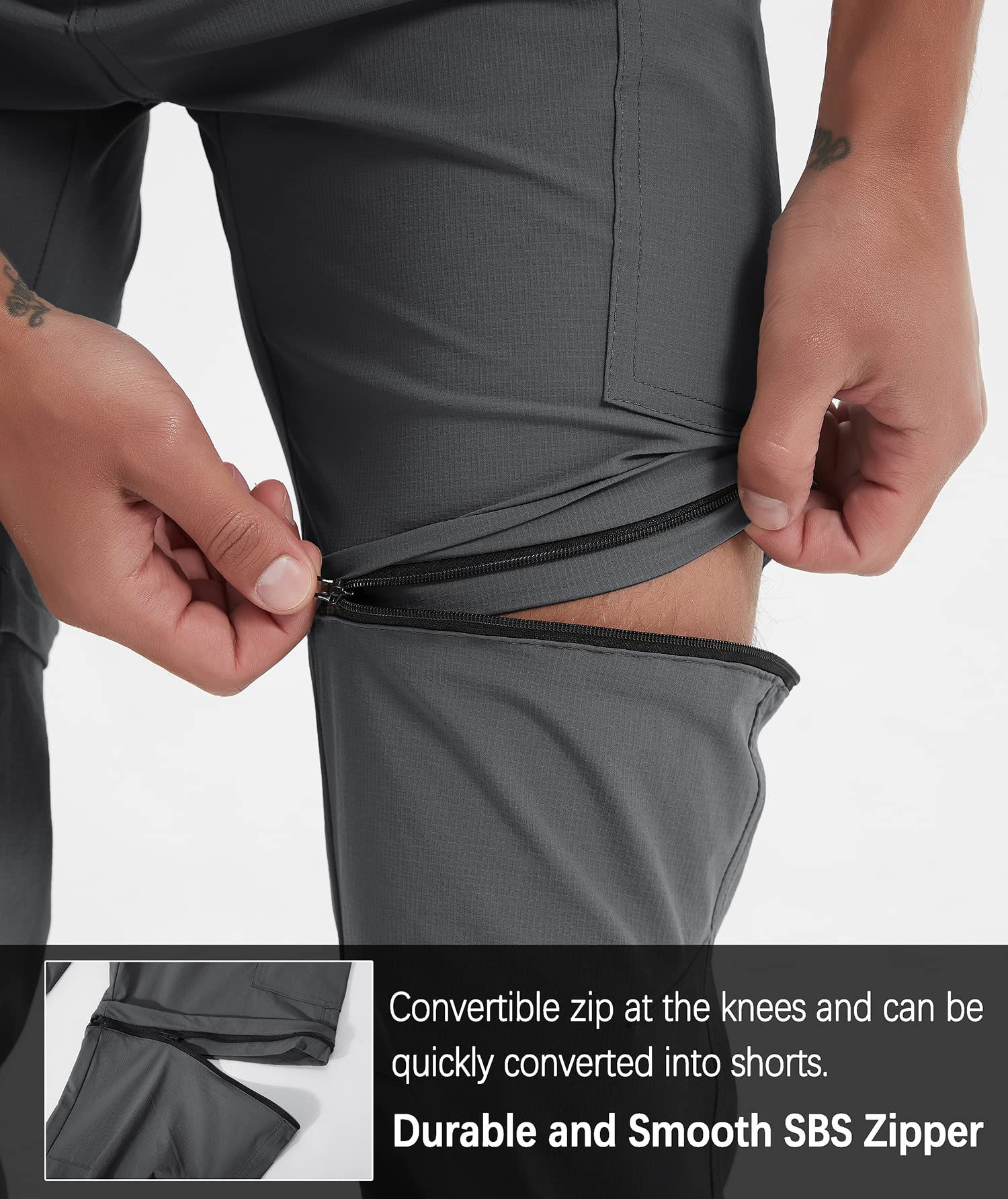 Pantalones de senderismo para hombre, convertibles, ligeros, impermeables, de secado rápido, para exteriores, pesca, viajes, safari, camping