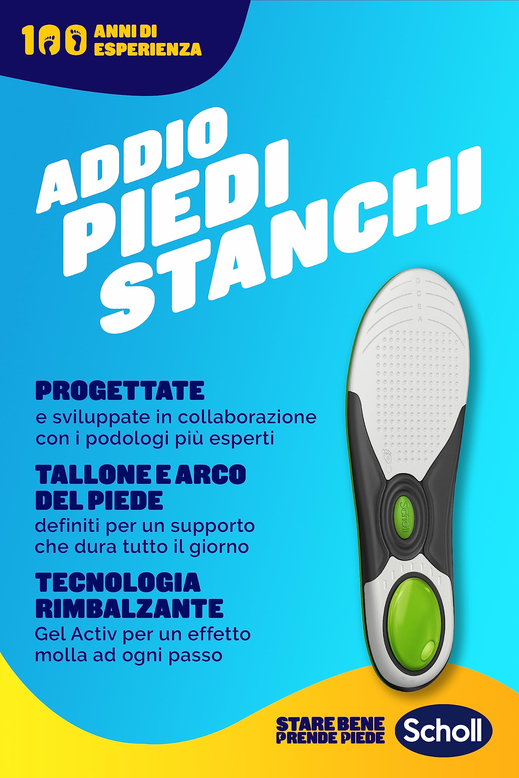 Scholl Liquiflex Everyday, Solette Regolabili Anti-Odore in Memory Foam con Tecnologia 5 in 1 per Tutti i Tipi di Scarpe, Supporto Arco Plantare, Uso Quotidiano, Taglia S (35.5-40.5)