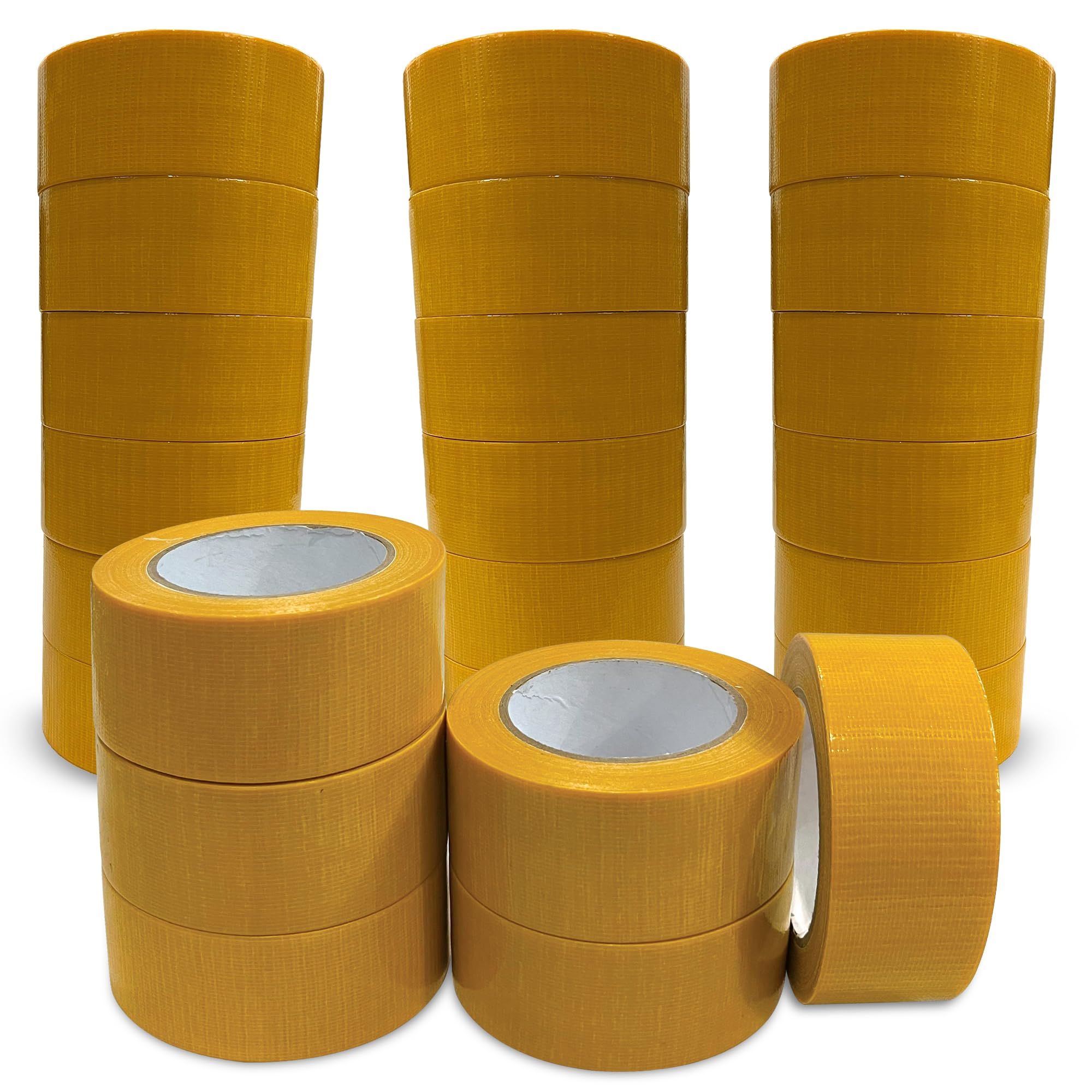 JeeJaan® 24 Rolls of Yellow Duct Tape 50mm x 50m Heavy Duty Gaffer Tape for Electrical Plumbing and Outdoor Use Strong Waterproof Adhesive Ideal for Sealing Fixing Wrapping and Repairing — image 1