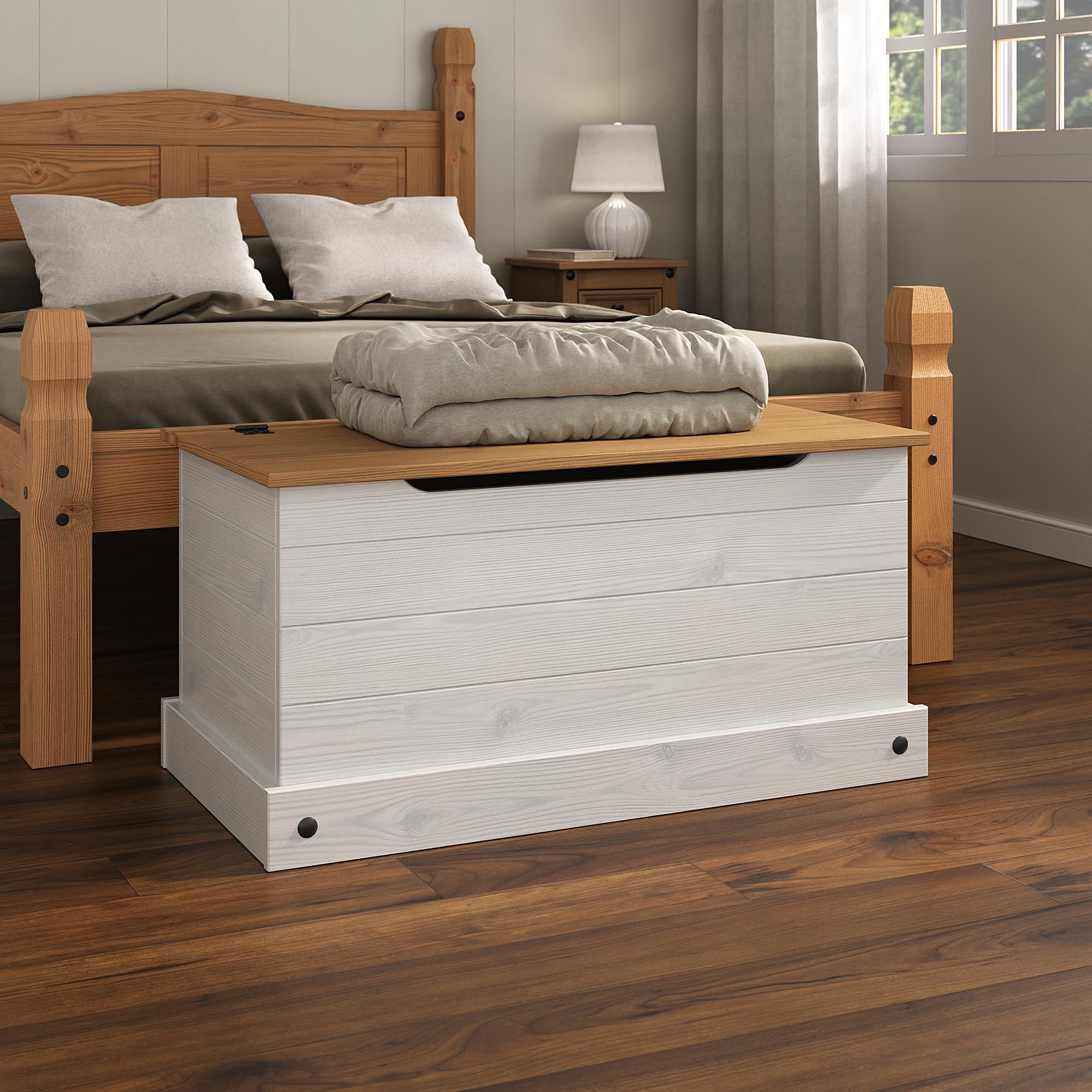 Mews Corona Bedding Box Storage Toy Chest White Traditional Mexican Pine Solid Wood from B&Q