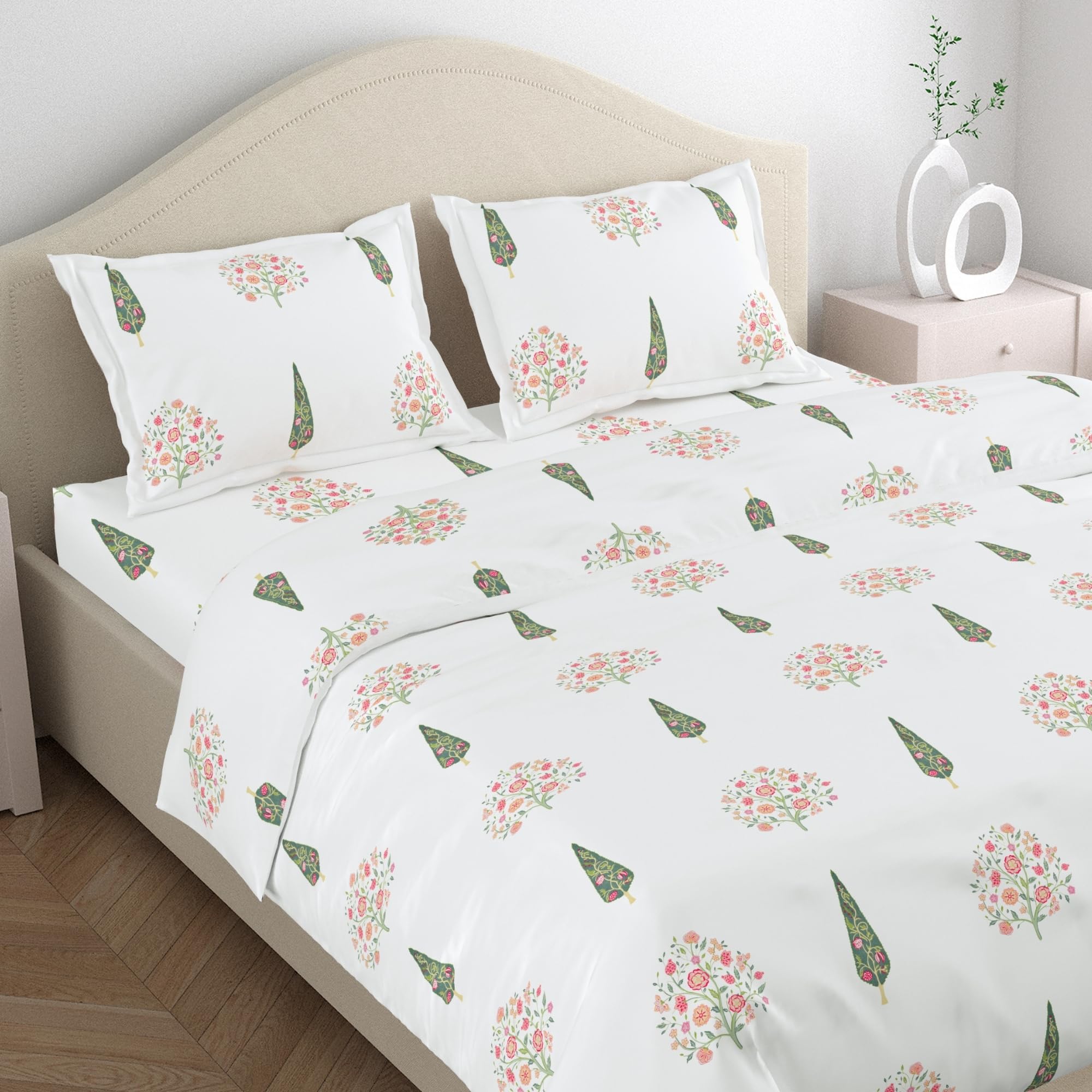 haus & kinder 100% Cotton Queen Size Bedsheet for Double Bed, 1 Cotton Bed Sheet for Double Bed (90 X 100 Inches) with 2 Pillow Covers | 186 TC | White Color (B0DFWMSGTB) Amazon Price History, Amazon Price Tracker