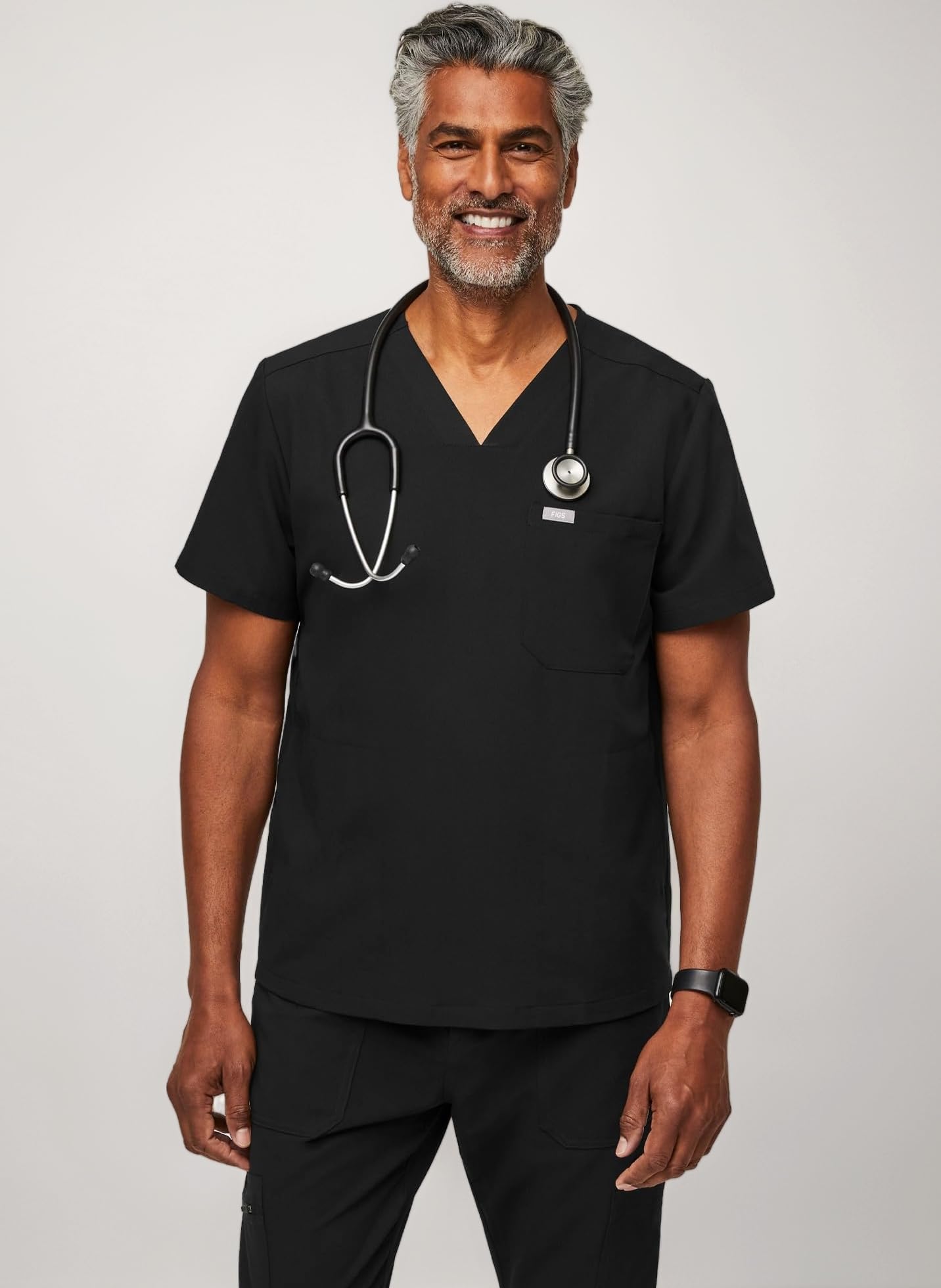 FIGS Chisec Scrub Top for Men – 3 Pockets, Tailored Fit, Squared V-Neck, 4-Way Stretch, Moisture-Wicking Men's Scrubs