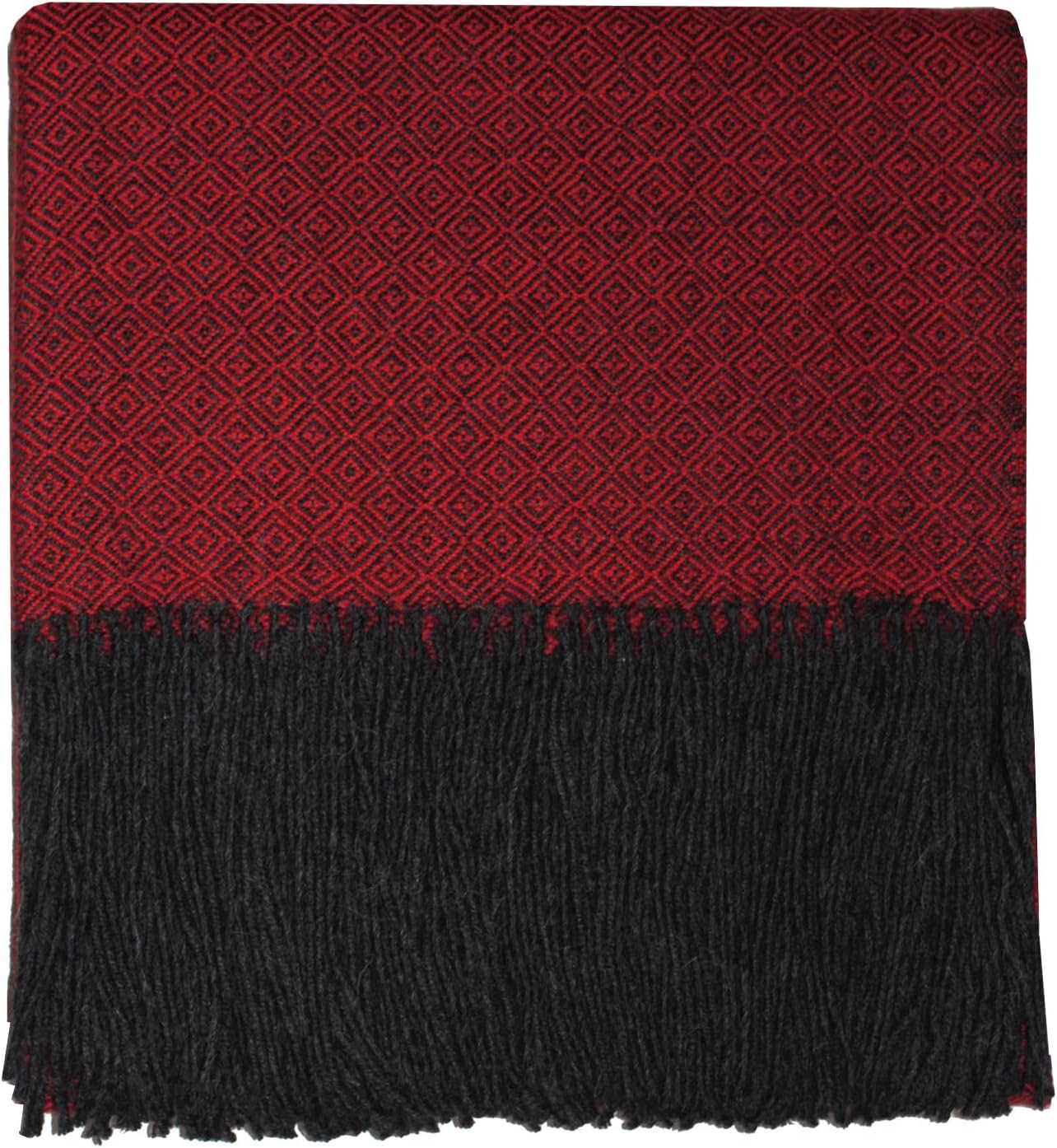 Lorenzo Cana Fair Trade Blanket 100% Pure Baby Alpaca Hand Woven Alpaca Wool Blanket/Sofa Throw/Blanket Bedspread Mauve Diamond Woven Red Anthracite 96029