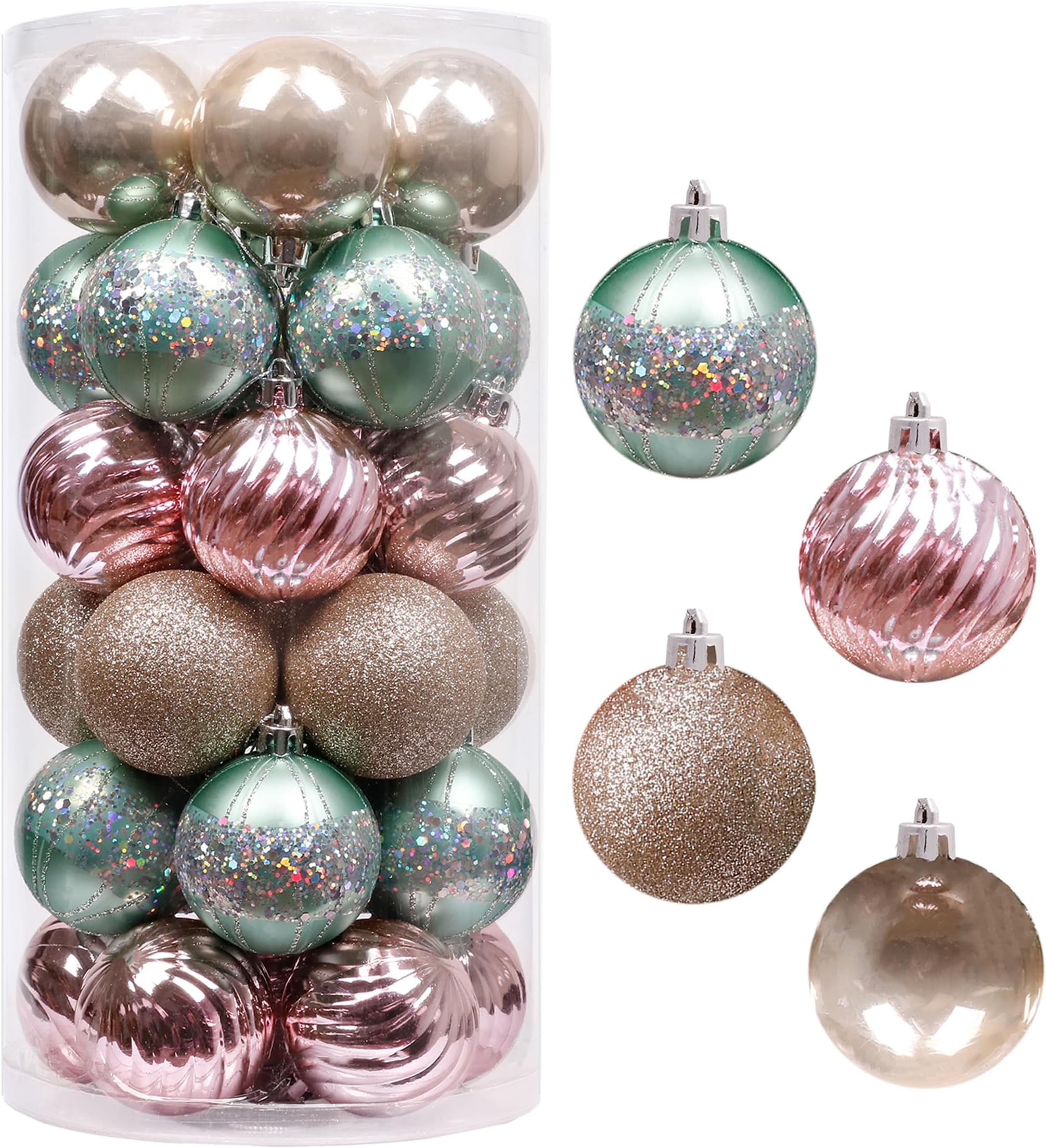 30 Stück Weihnachtskugeln 60mm Blau - Kunststoff Baumkugeln Mit Aufhänger