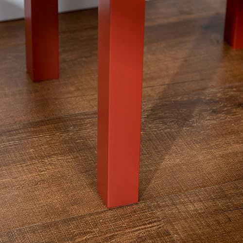 Miniatura 9 de HOMCOM Mesa auxiliar de 2 niveles con cajón, mesa auxiliar estrecha con estante inferior, para sala de estar, juego de 1, color rojo Rojo -,Negro