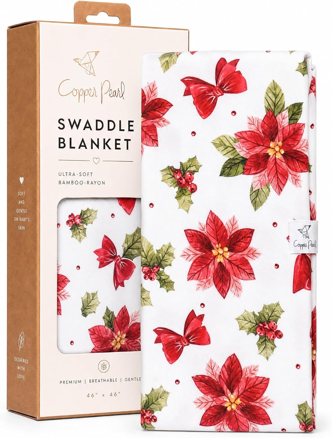 Copper Pearl Swaddle Blankets for Newborns | Soft Stretchy Receiving Blankets for Boys and Girls | Large 46 x 46 Inch Baby Blankets | Lightweight and Breathable Swaddles | Holly Anne