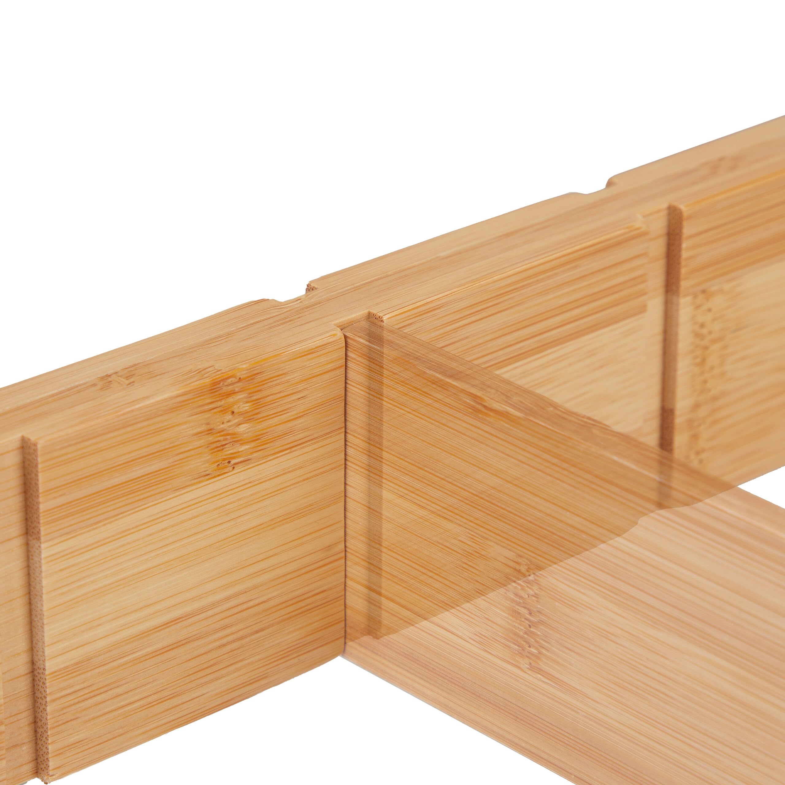 Relaxdays Pack Separadores de Cajones de Bambú L, Set de 10, Largo Ajustables de 34 a 44 cm, Bambú, Cocina, Natural
