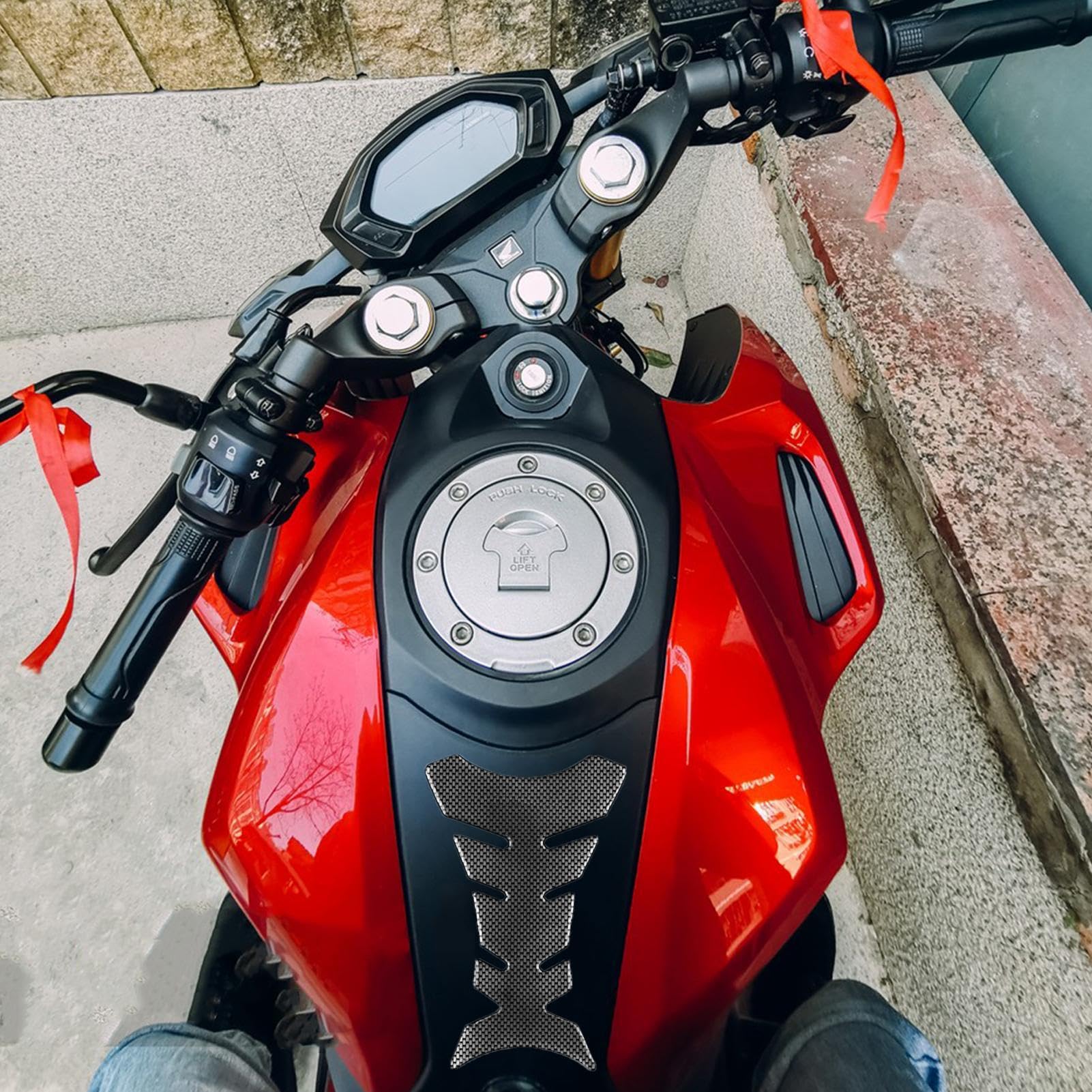 Adesivo Protettivo Per Serbatoio Moto - Design Fishbone, In Gomma Morbida, Antigraffio