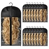 Yiksonyo 20 PCS 23.6 x 12 inches Wig Storage Bags with Hanger, Dust-Proof & Waterproof Wig Organizer for Hair Extensions, Wigs & Accessories, Wig Bag for Easy Organization & Protection(Black)