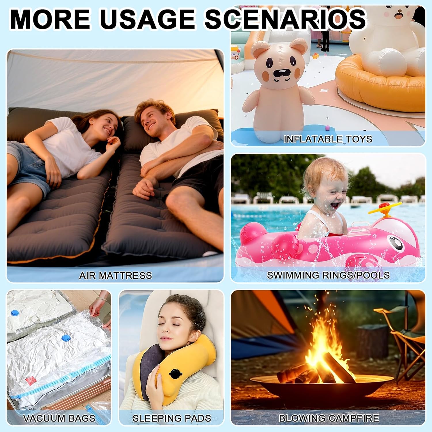 Philorn Portable Air Pump for Inflatables – 5kPa Electric Pump with 5200mAh Battery, Quick Inflation and Deflation, Camping and Travel for Pool Floats, Inflatable Tent, Vacuum Storage Bags