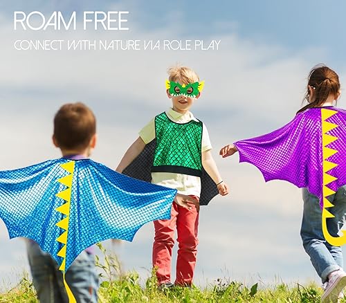 Miniatura 2 de Disfraz de alas de dragón para niños, máscara de dinosaurio, capa de disfraz como niños y niñas, dinosaurio, fiesta de cumpleaños, regalos y juguetes