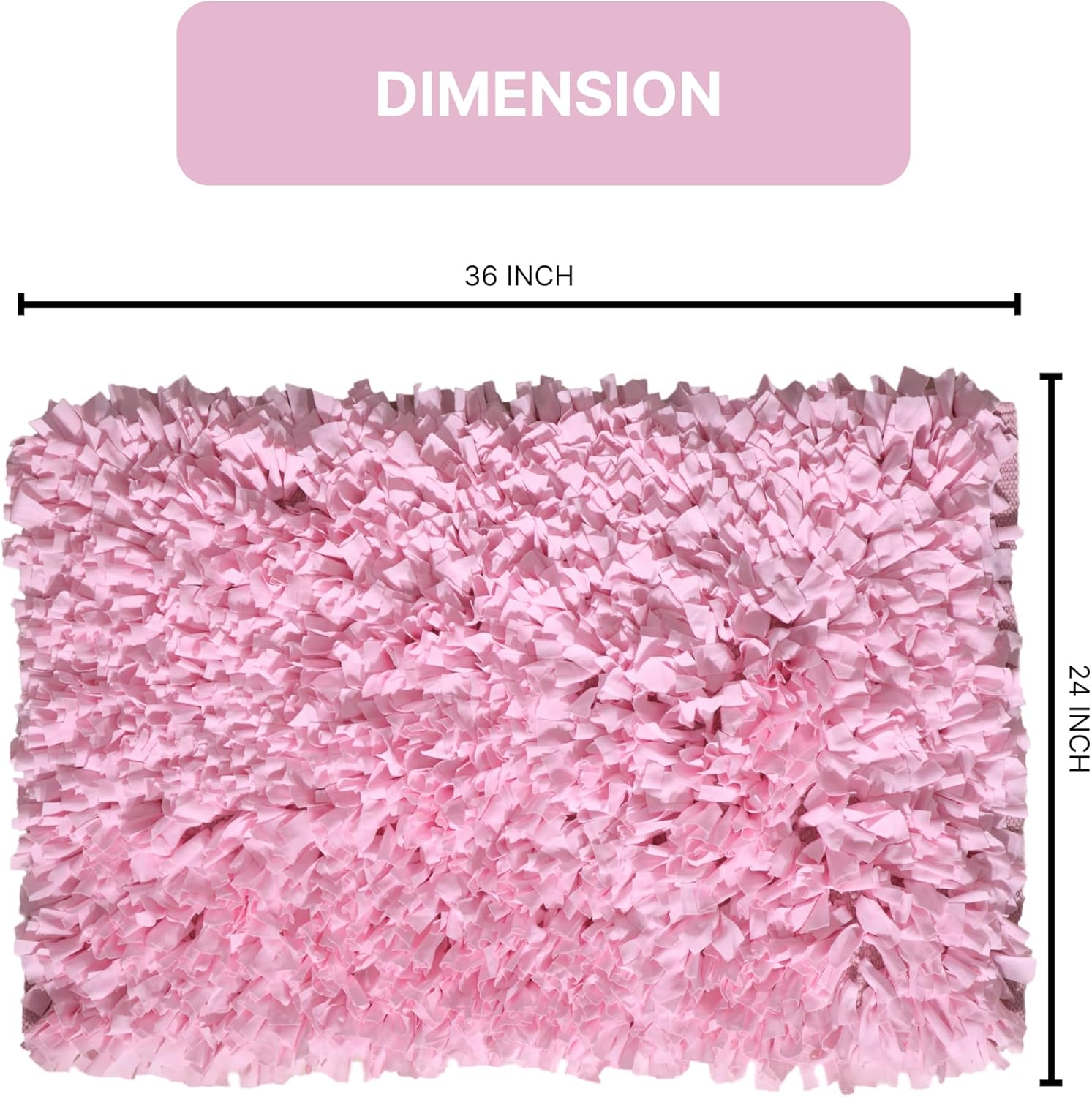 Home Weavers Bella Jersey Shaggy Rug – Soft Foldable 2' x 3' Light Pink for Dorm Rooms, Apartments, or Bedrooms – Cozy and Easy to Clean