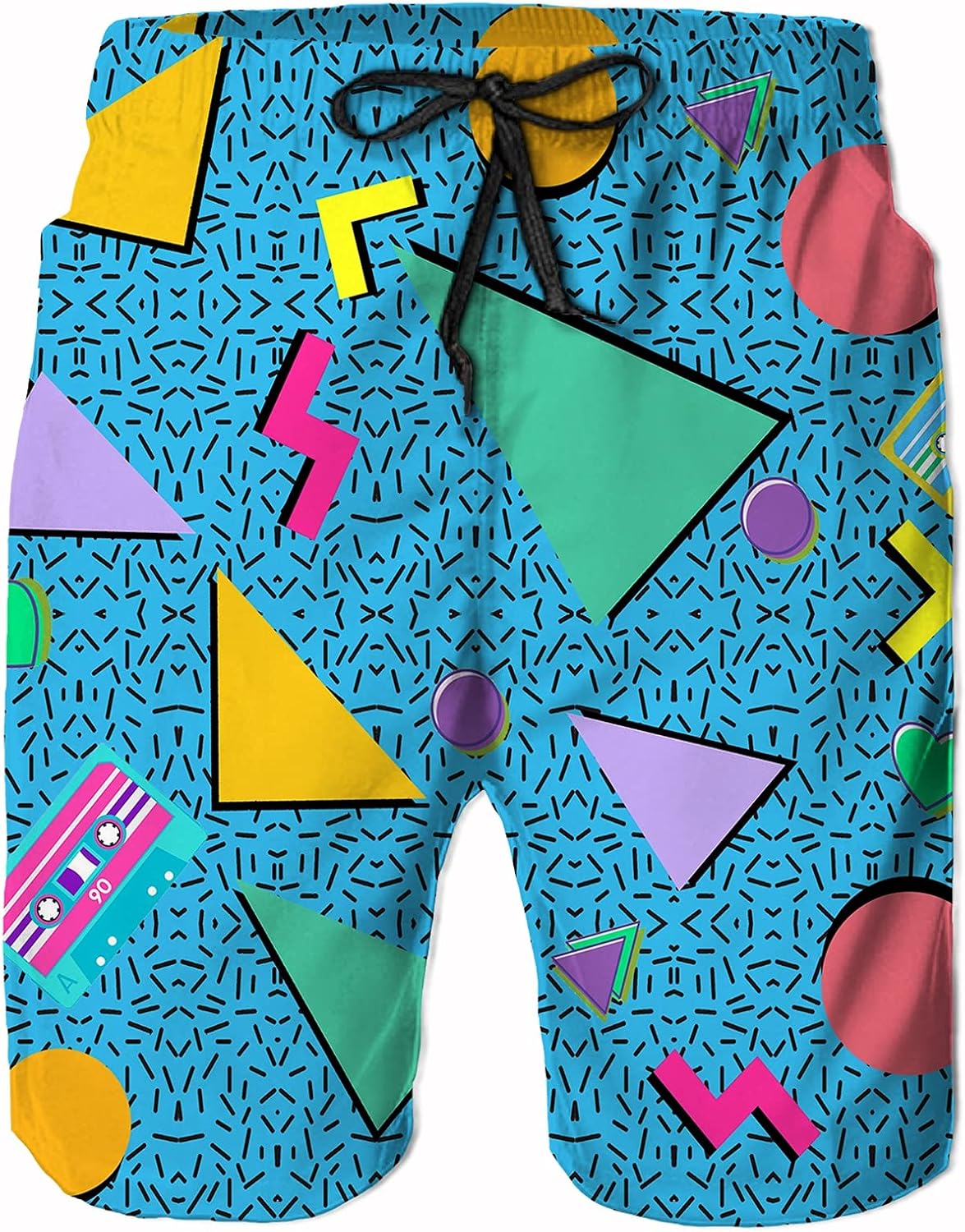Retro 80s 90s Memphis Mens Swim Trunks 