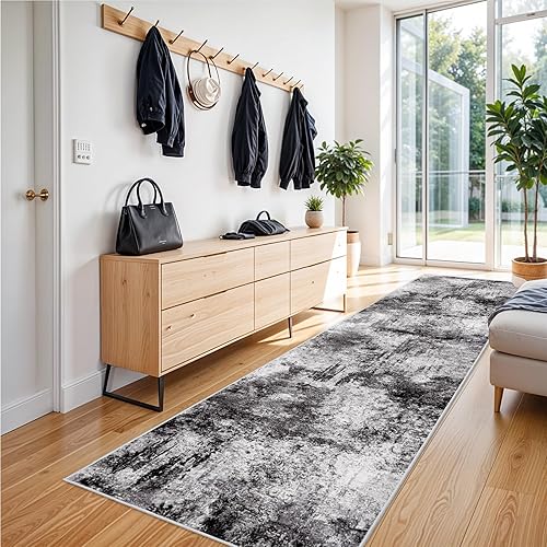 Miniatura 20 de RUUGME - Alfombra lavable abstracta de 4 x 6: alfombras de área para sala de estar con respaldo antideslizante, alfombra neutra resistente a