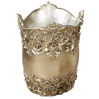Touch of Class Victoria Rose Wastebasket, Satin Gold