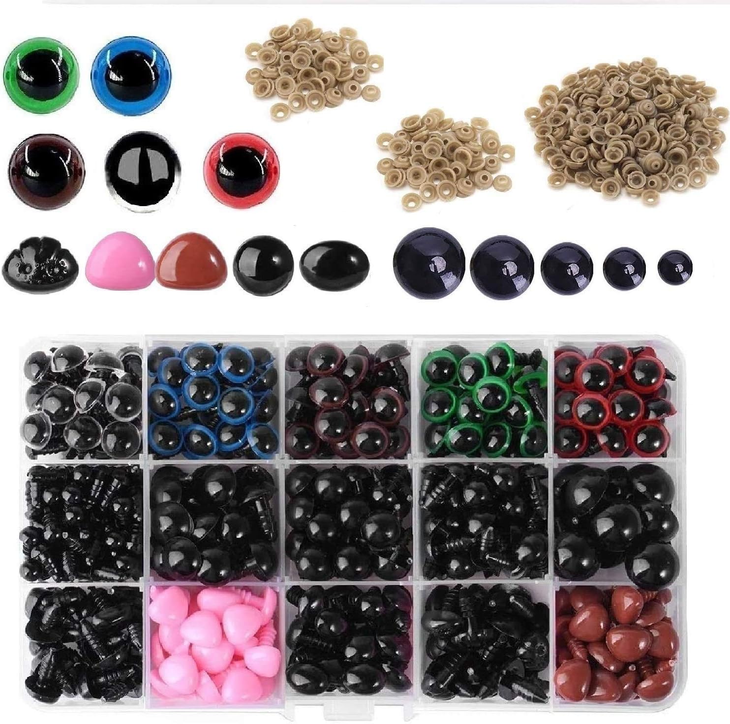 608 Pcs Plastic Safety Eyes and Nose,Include 194pcsTeddy Bear Eyes