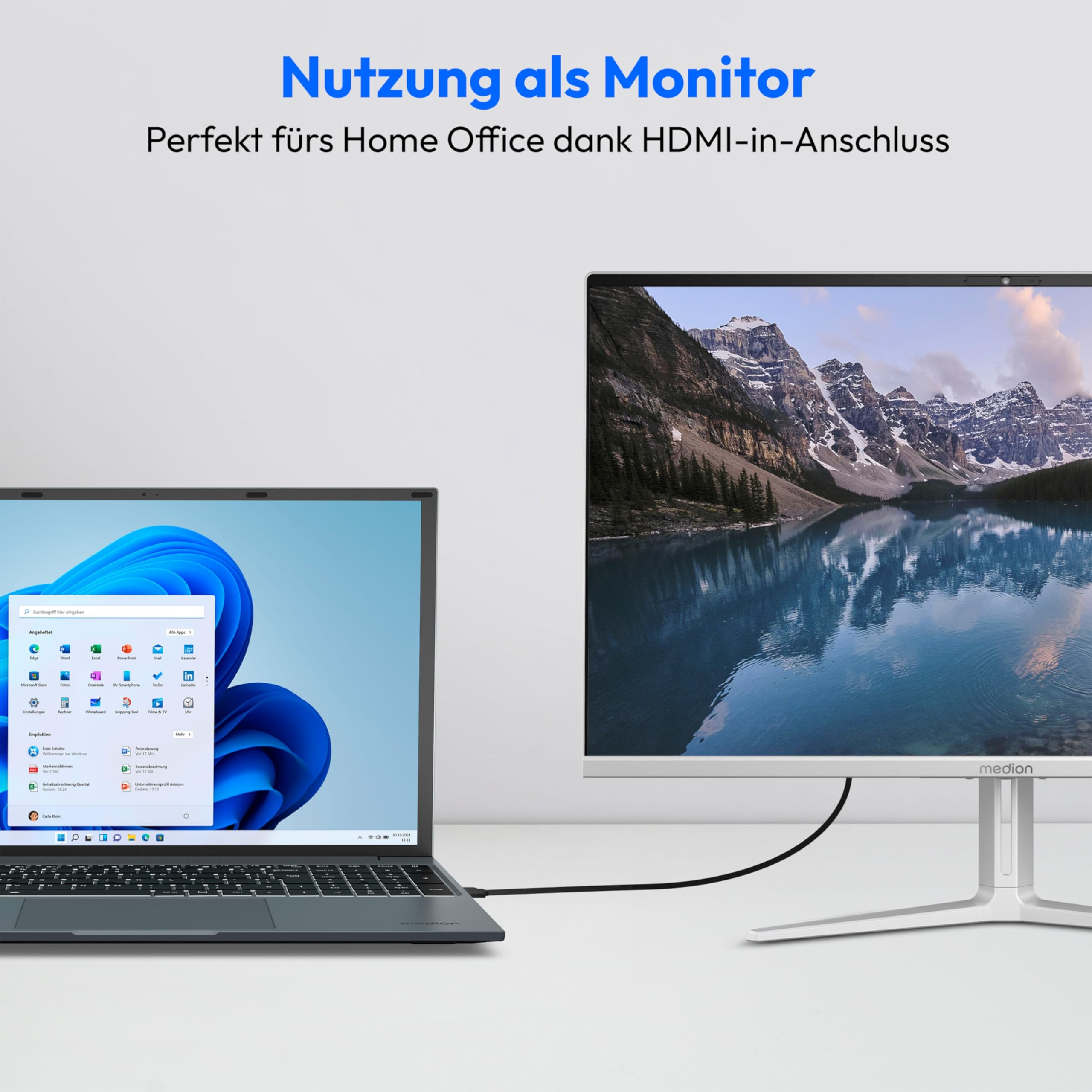 MEDION E27419 68,6 cm (27 Zoll) Full HD All in One Desktop PC (Intel Core i5-13420H, 16GB DDR4 RAM, 512 PCIe SSD, WLAN, HDMI in, Win 11 Home)