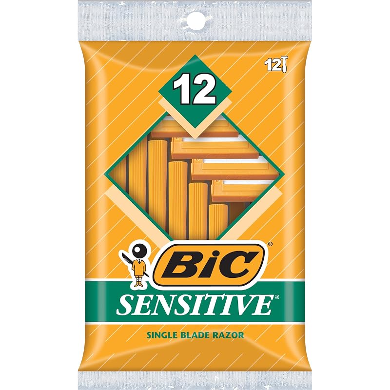 Aparelho de barbear descartável BIC de lâmina única para pele sensível, 12 unidades