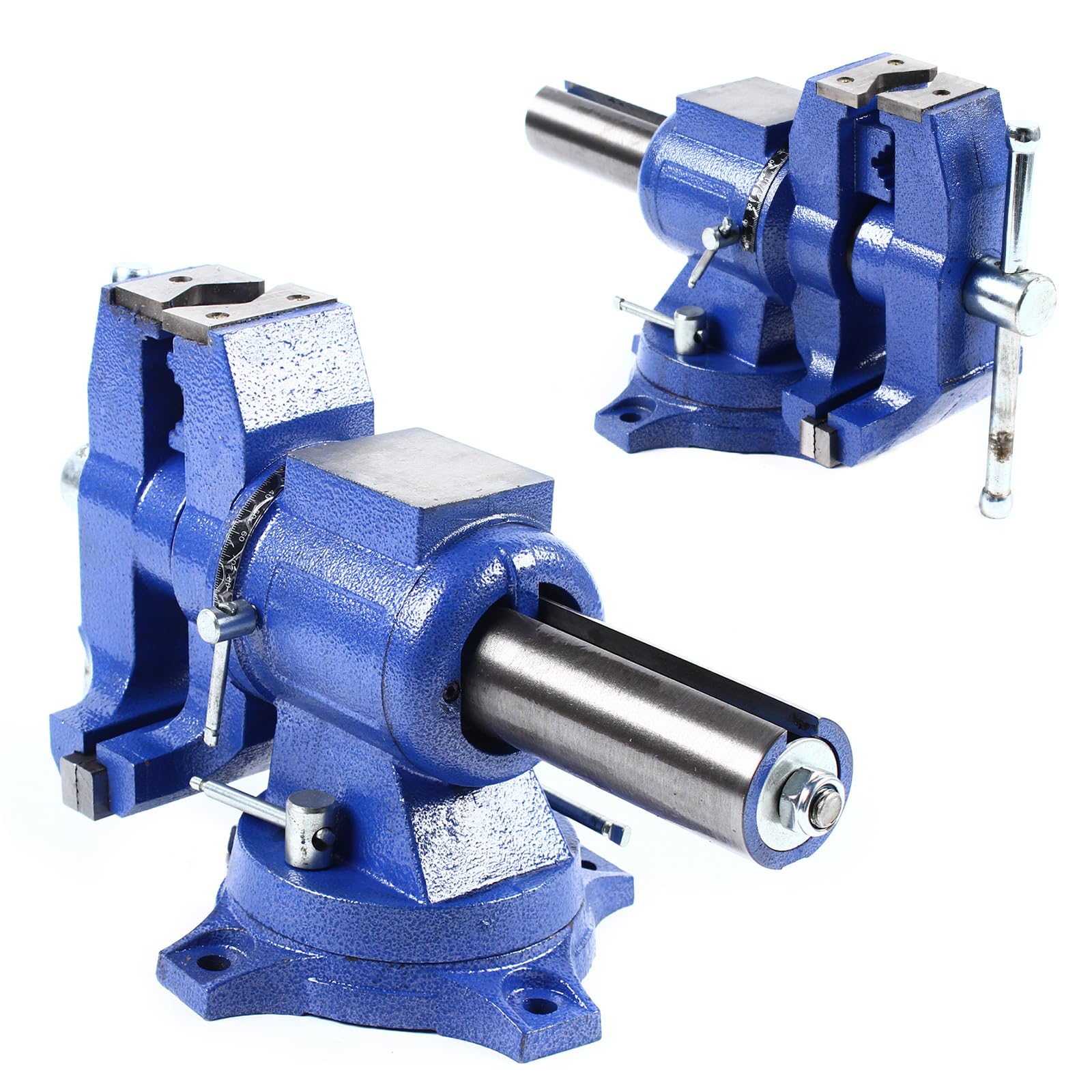 Tornillo de banco multifunción giratorio de 100 mm, giratorio 360°, 4", profesional, paralelo, para mecánicos e ingenieros, color azul