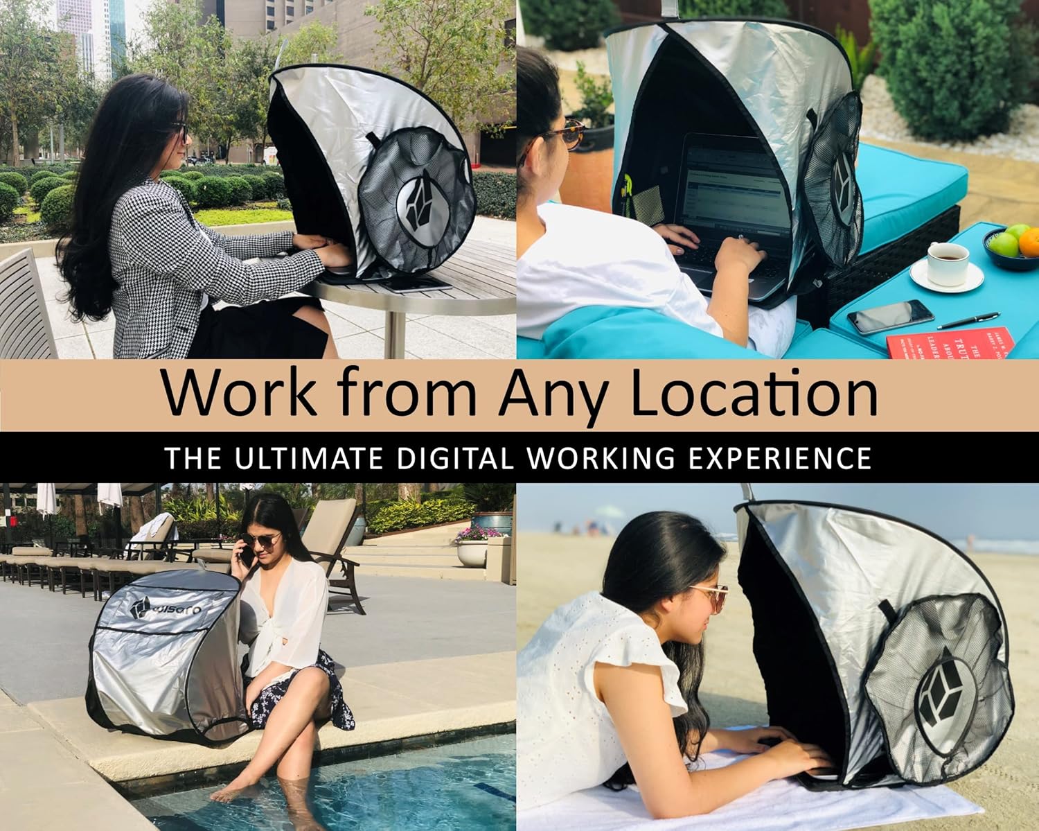 WISARO | New Laptop Sun Shade – Work from Anywhere, Anti-Glare, Lightweight, Fits up to 17" Device, Foldable & Portable Shield Cover, Privacy Hood - Complete with Microfiber Screen Cleaning Cloth