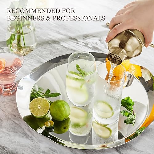 Miniatura 23 de KITESSENSU Juego de coctelera de acero inoxidable con mezclador de cóctel de 24 onzas con agitador de bebidas, medidor de medición, cuchara de bar