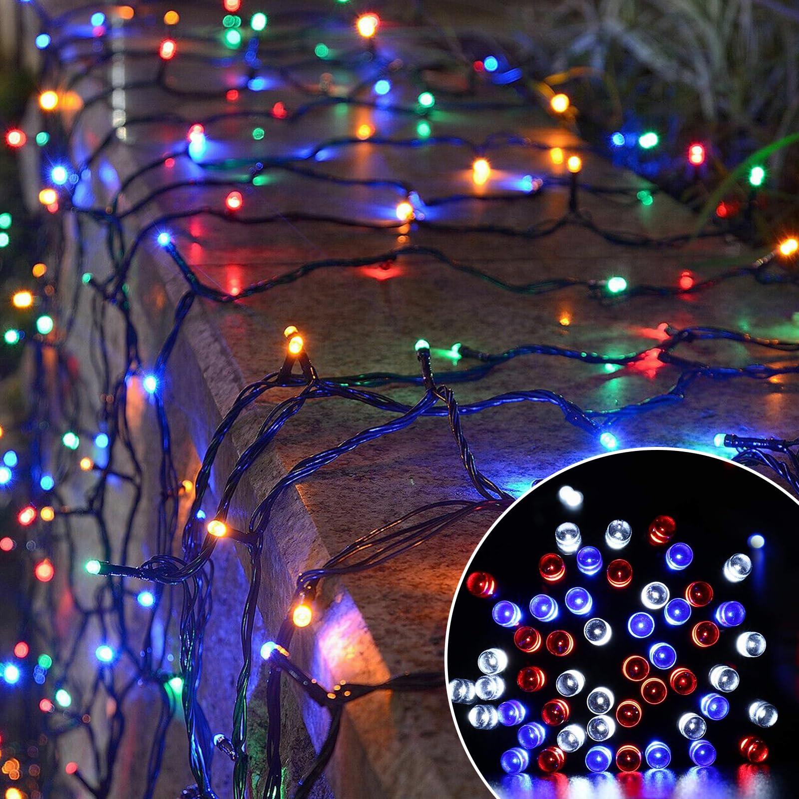 2 luci LED da 10 m, per esterni, catena di luci per albero di Natale, catena luminosa con timer a batteria, 100 LED, 8 modalità, IP67, catena luminosa per esterni e interni, ideali per Natale