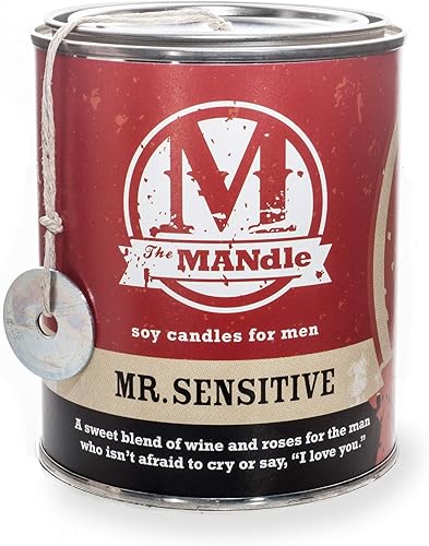 Eco Candle Co. The Mandle - Vela de soja para hombre, aromas de vino y rosas, Mr. Sensitive, lata de pintura de 15 onzas, 100% cera de soja, sin