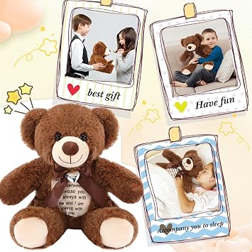 Silipull 12 Inch Recordable Bear Voice Recorder Module, Dark Brown