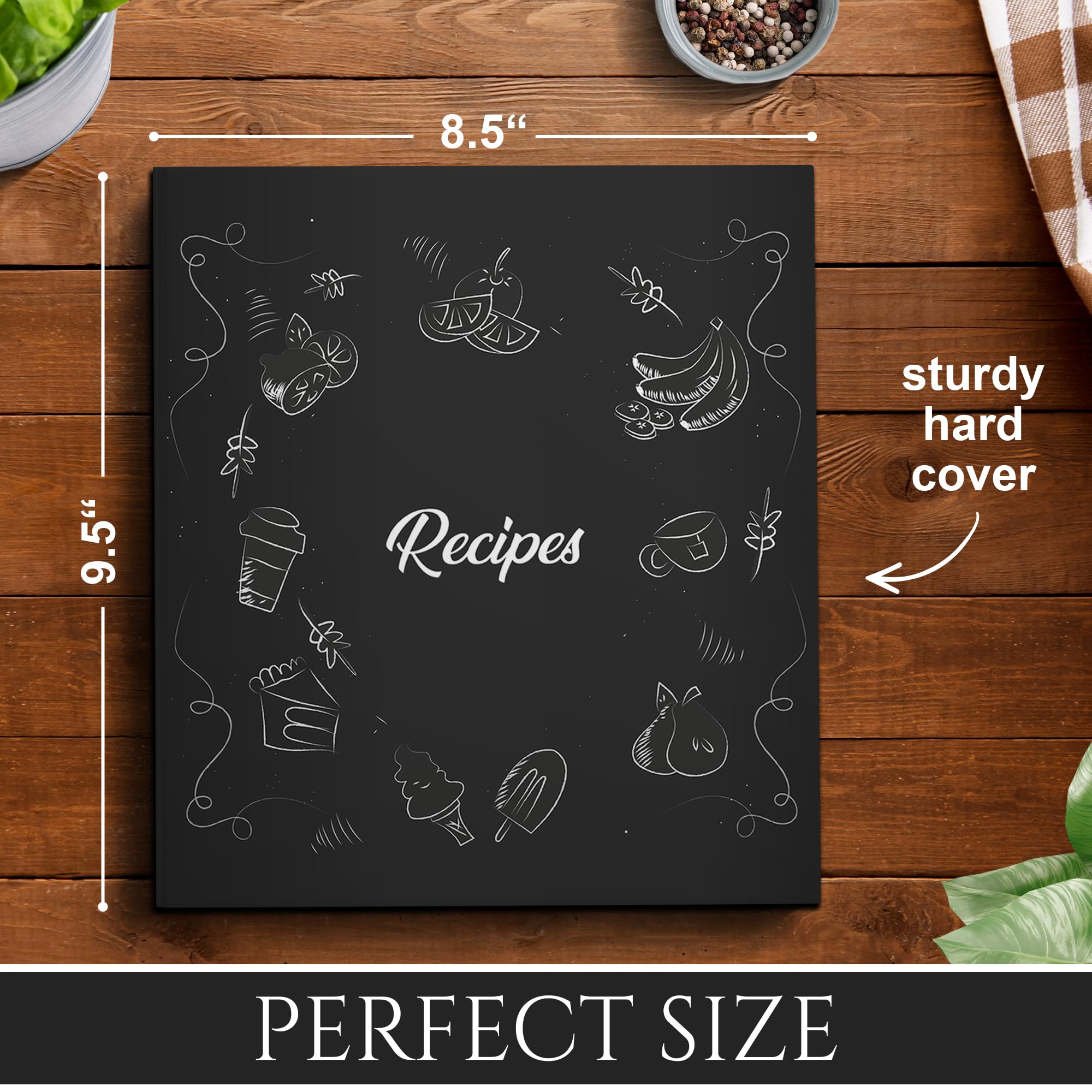 Raccoglitore per ricette, organizer per ricette da 8,5 x 9,5, libro di ricette da scrivere nelle proprie ricette, libro di ricette vuoto con 60 biglietti di ricette, raccoglitore per ricette con
