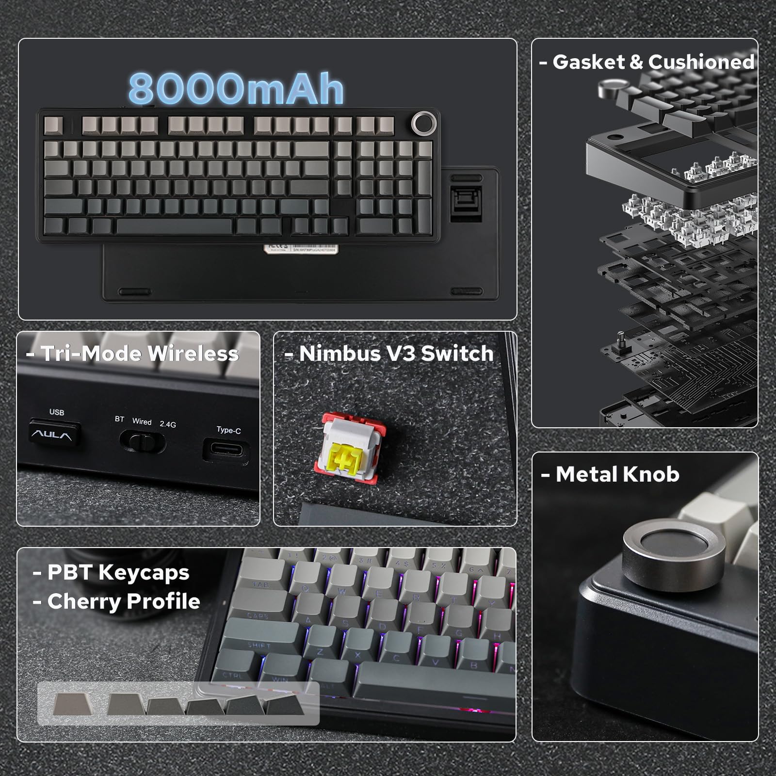 Amazon.com: EPOMAKER X Aula F99 PRO Wireless Gaming Keyboard with