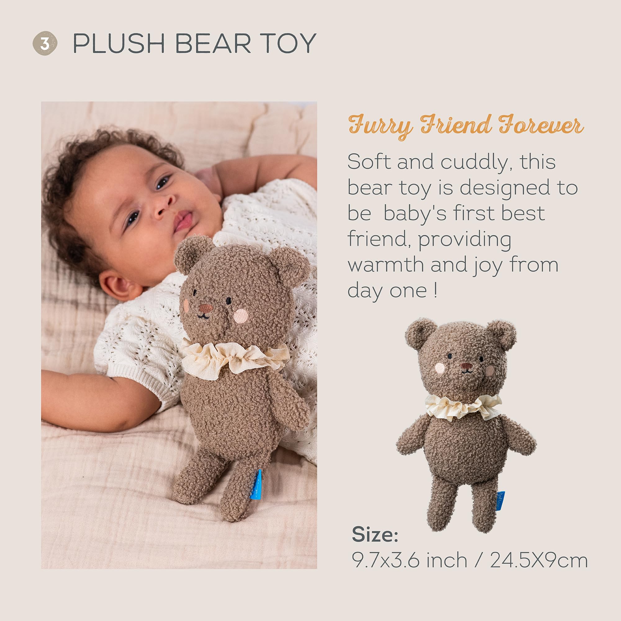 Taf Toys Luxus Neugeborenes Girt Set Baby Sensory Box Cotton Bamboo Swaddle Take Along Musical Mobile Bear Soft Toy & Silicone Beißring New Welcome Baby Geschenk Neugeborenes Baby Junge Mädchen