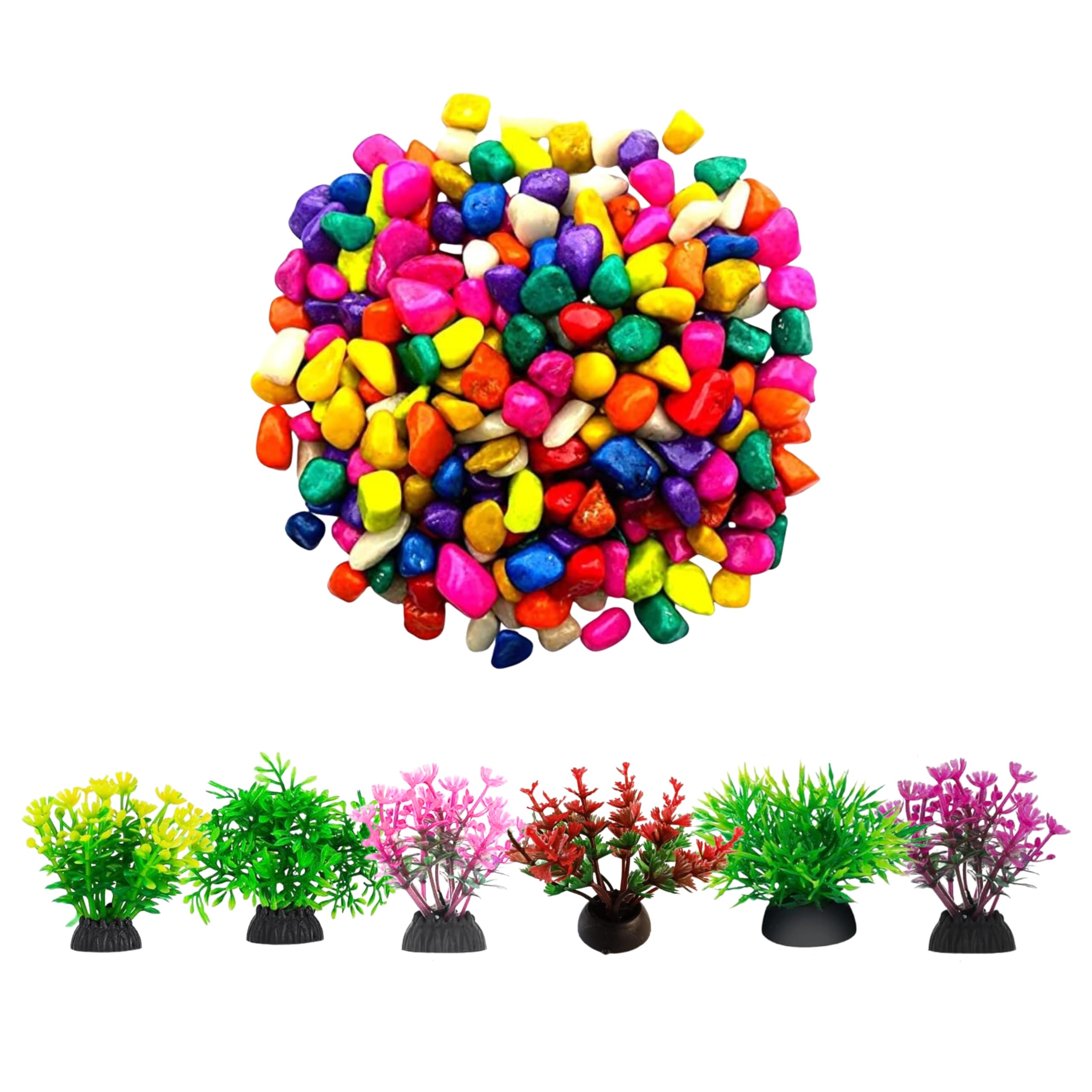 Foodie Puppies Aquarium Combo Pack 6 in 1 Artificial Baby Plastic Plant (Plant 16) & Multi-Color Decorative Small Stone (5kg) for Fish Tank Decoration (Stone - Mini Plant) (B08J3WTTJG) Amazon Price History, Amazon Price Tracker