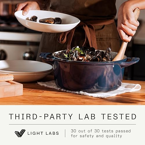 Miniatura 2 de Made In Utensilios de cocina - Horno holandés ovalado de 7.5 cuartos de galón - Azul - Hierro fundido esmaltado - Retención excepcional del calor y