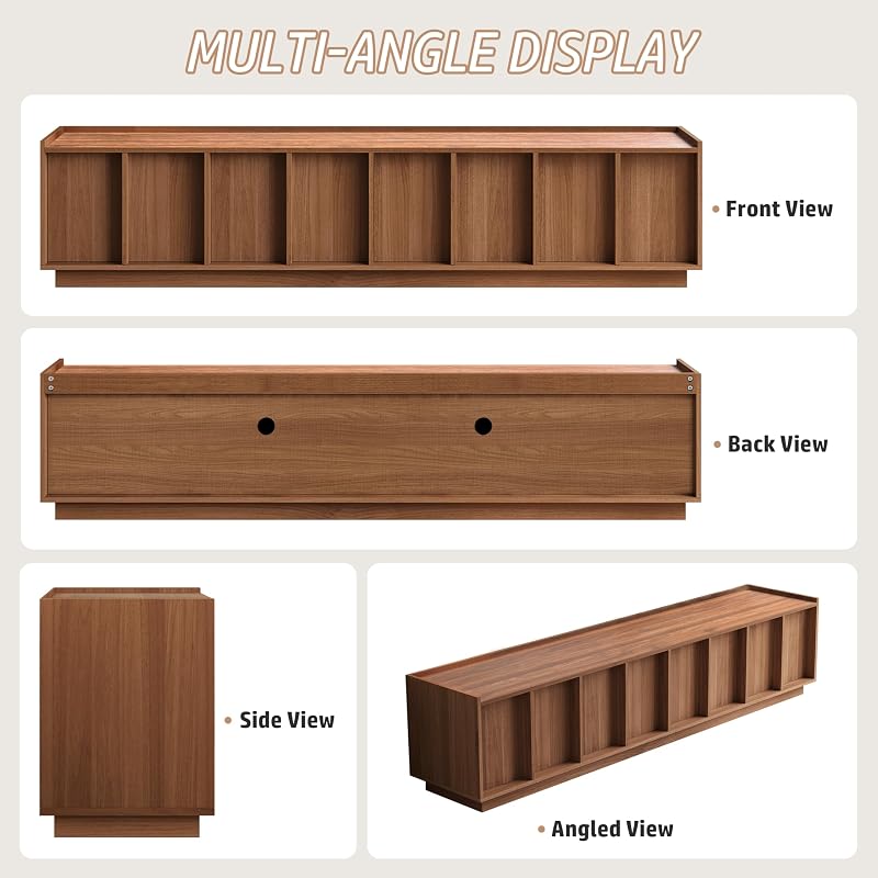 79" Mid Century Modern TV Stand Walnut Fluted TV Consoles for 75-85" TVs image 6